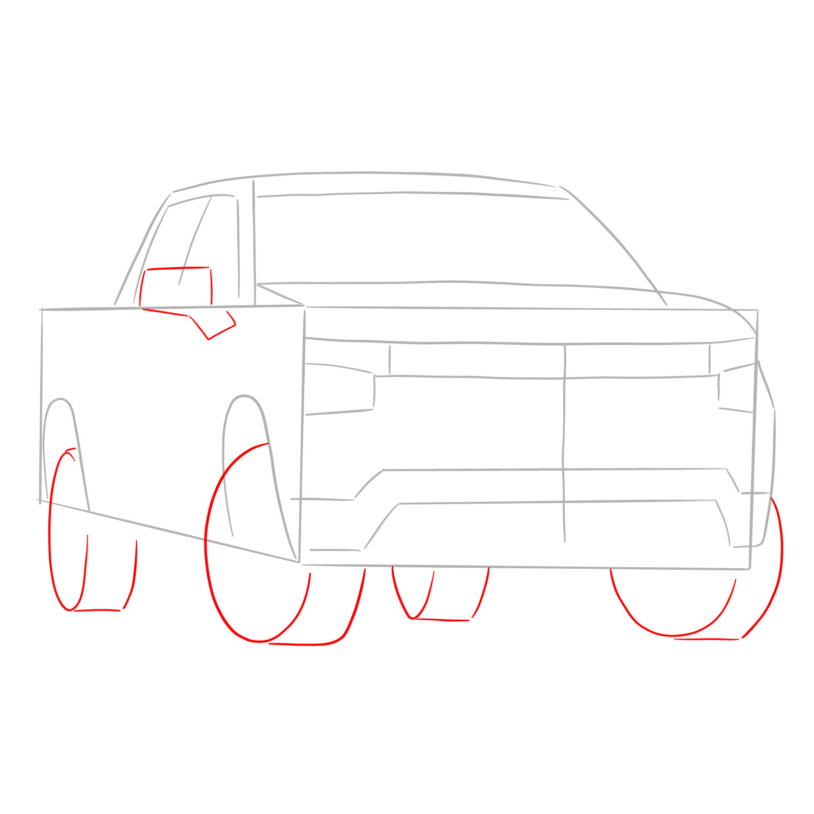 How to draw a 2022 Chevy Silverado - step 03