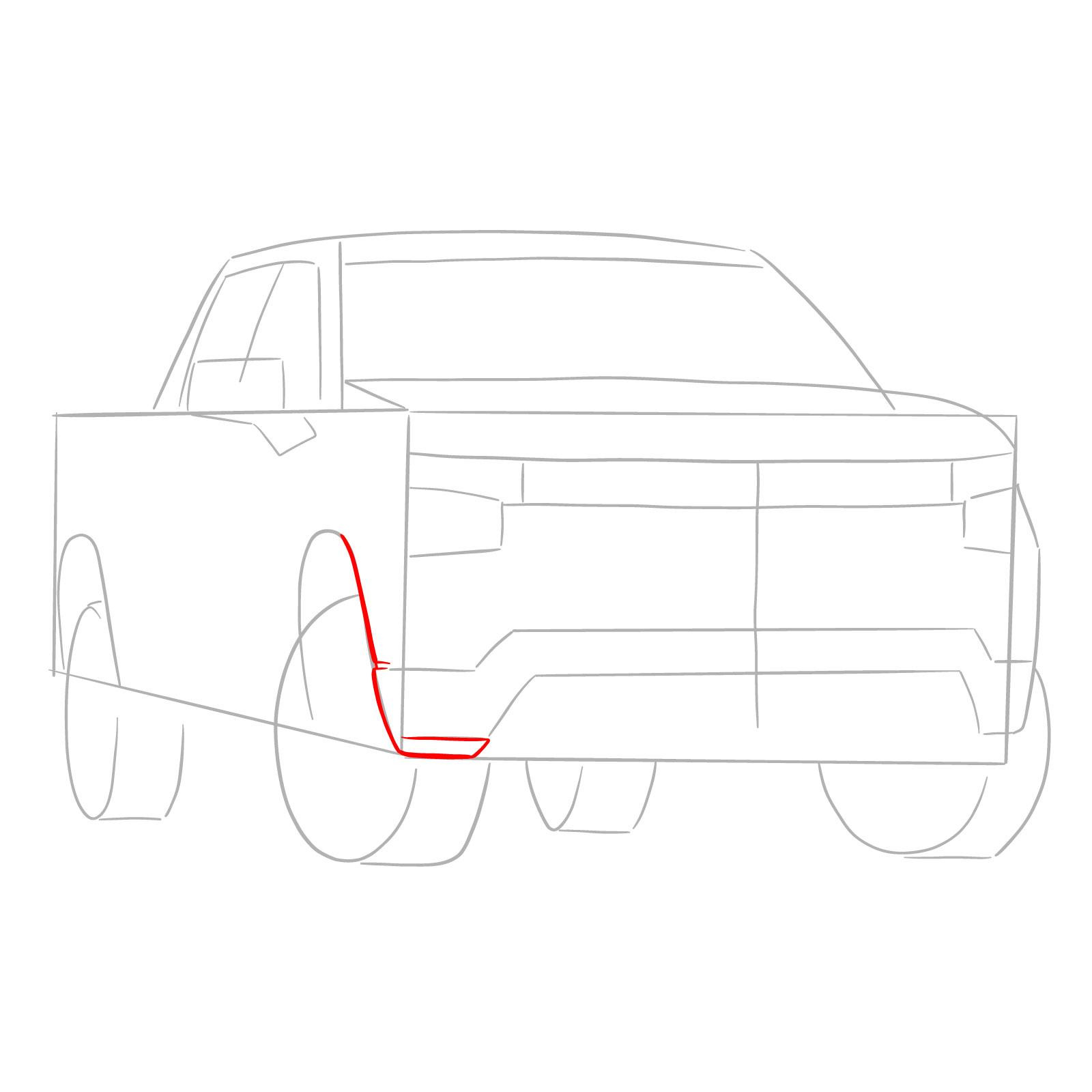 How to draw a 2022 Chevy Silverado - step 04