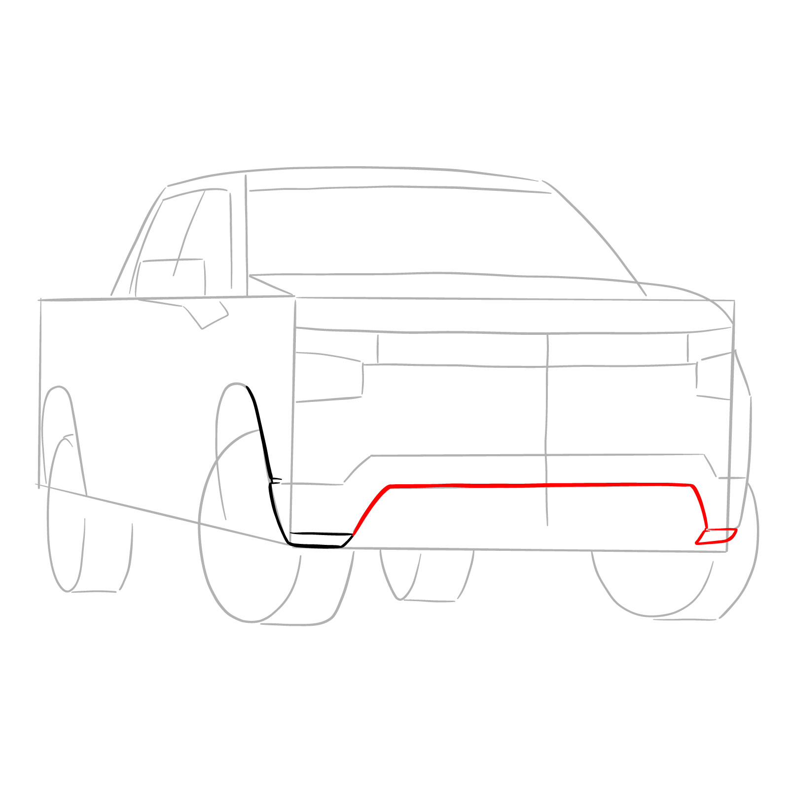 How to draw a 2022 Chevy Silverado - step 05