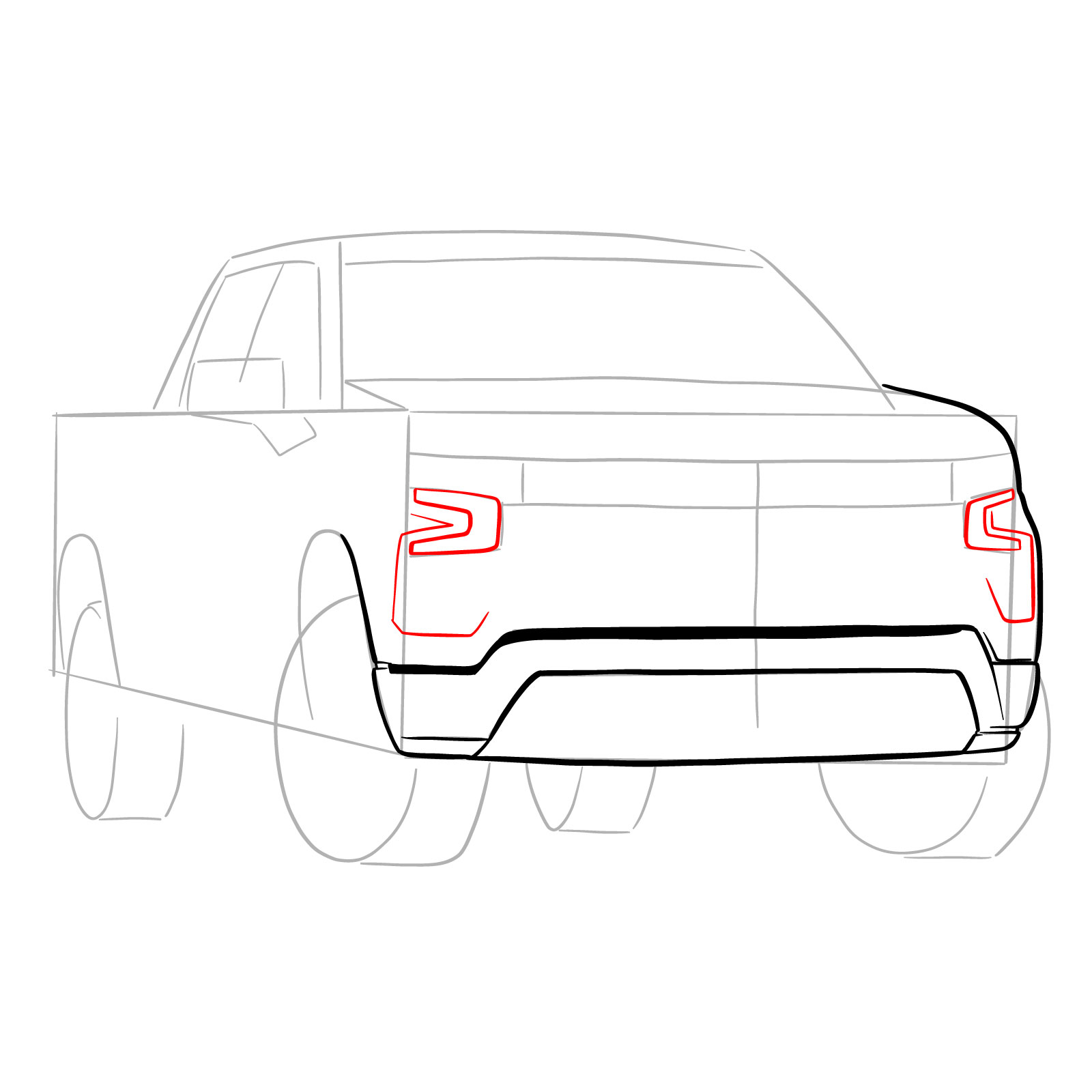 How to draw a 2022 Chevy Silverado - step 09