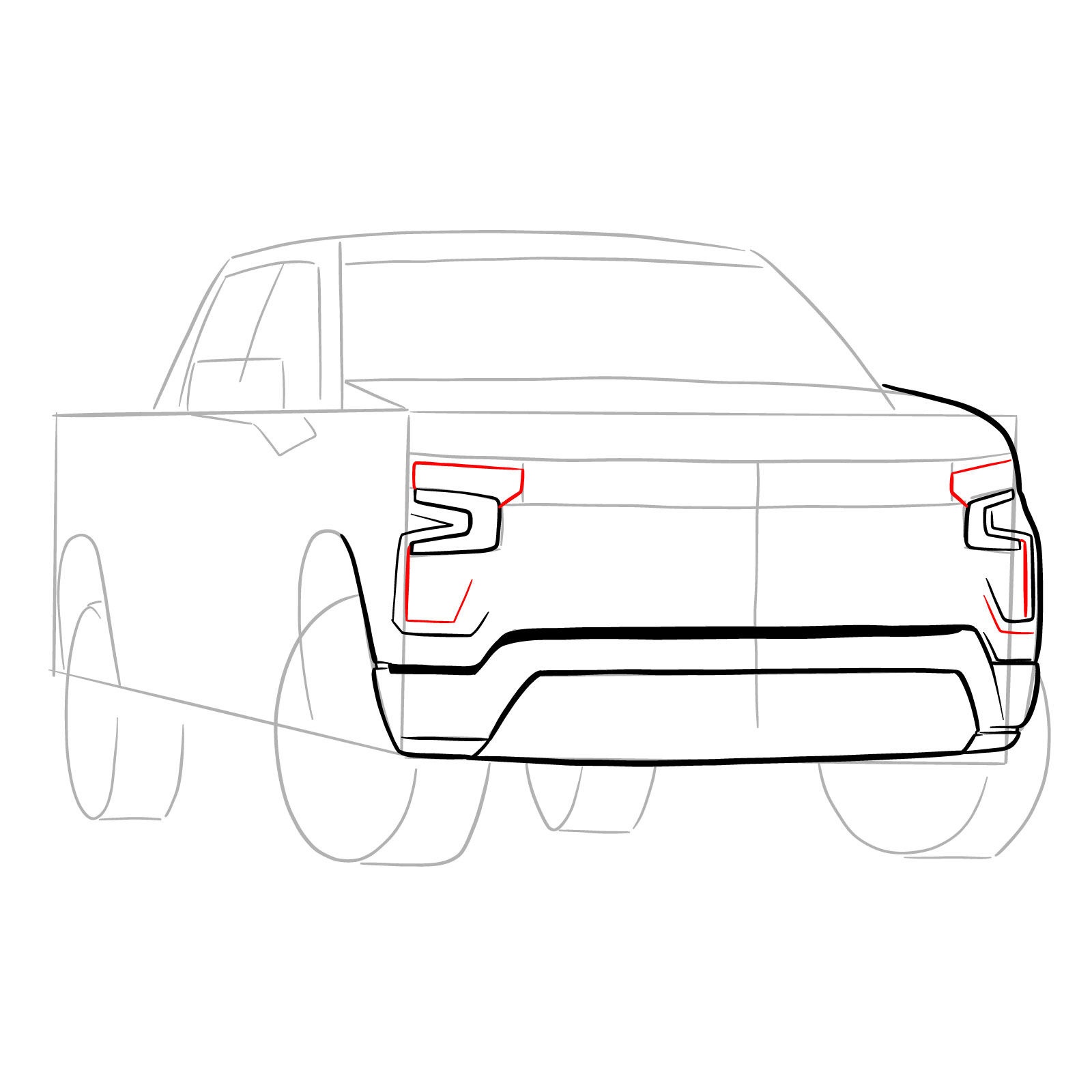 How to draw a 2022 Chevy Silverado - step 10