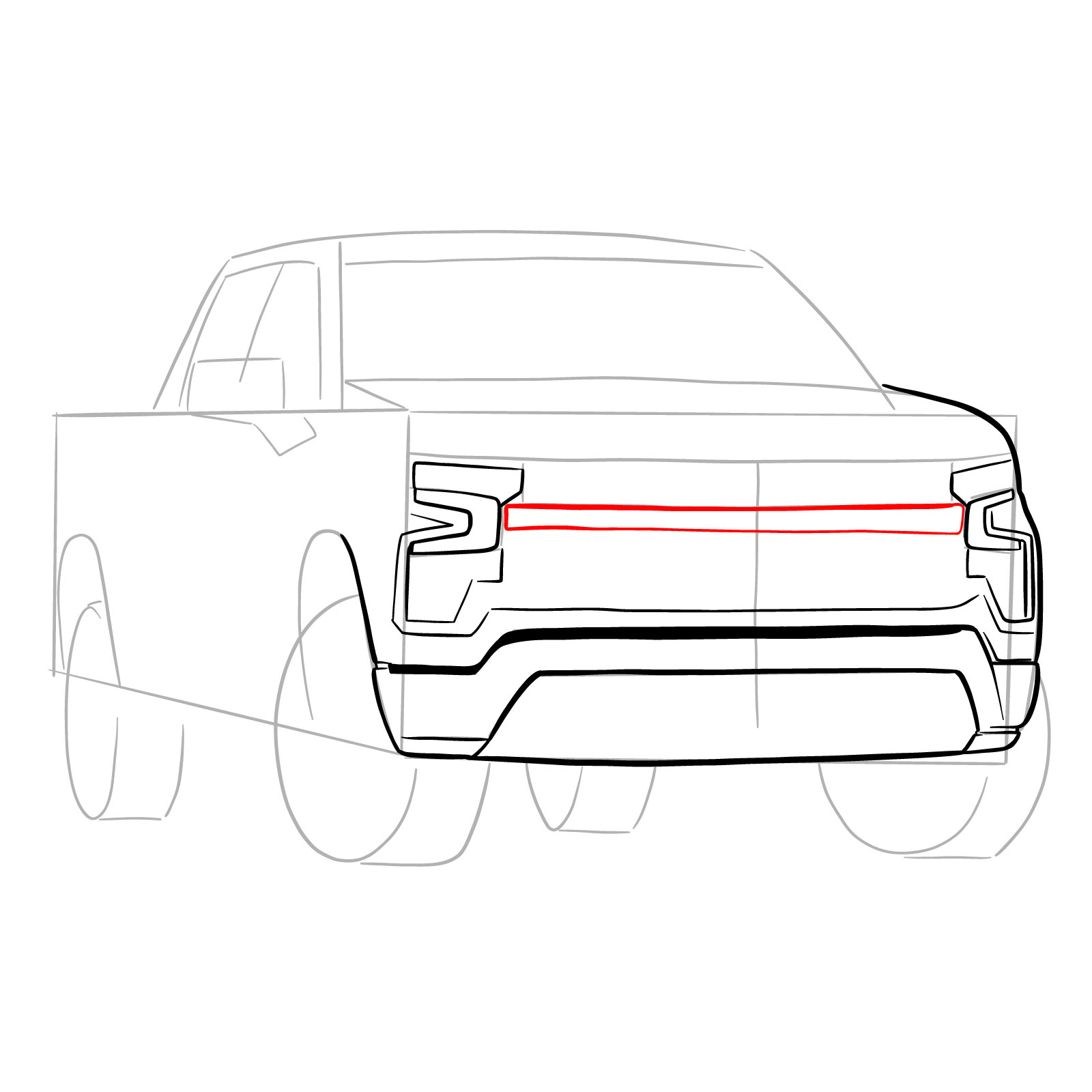 How to draw a 2022 Chevy Silverado - step 12