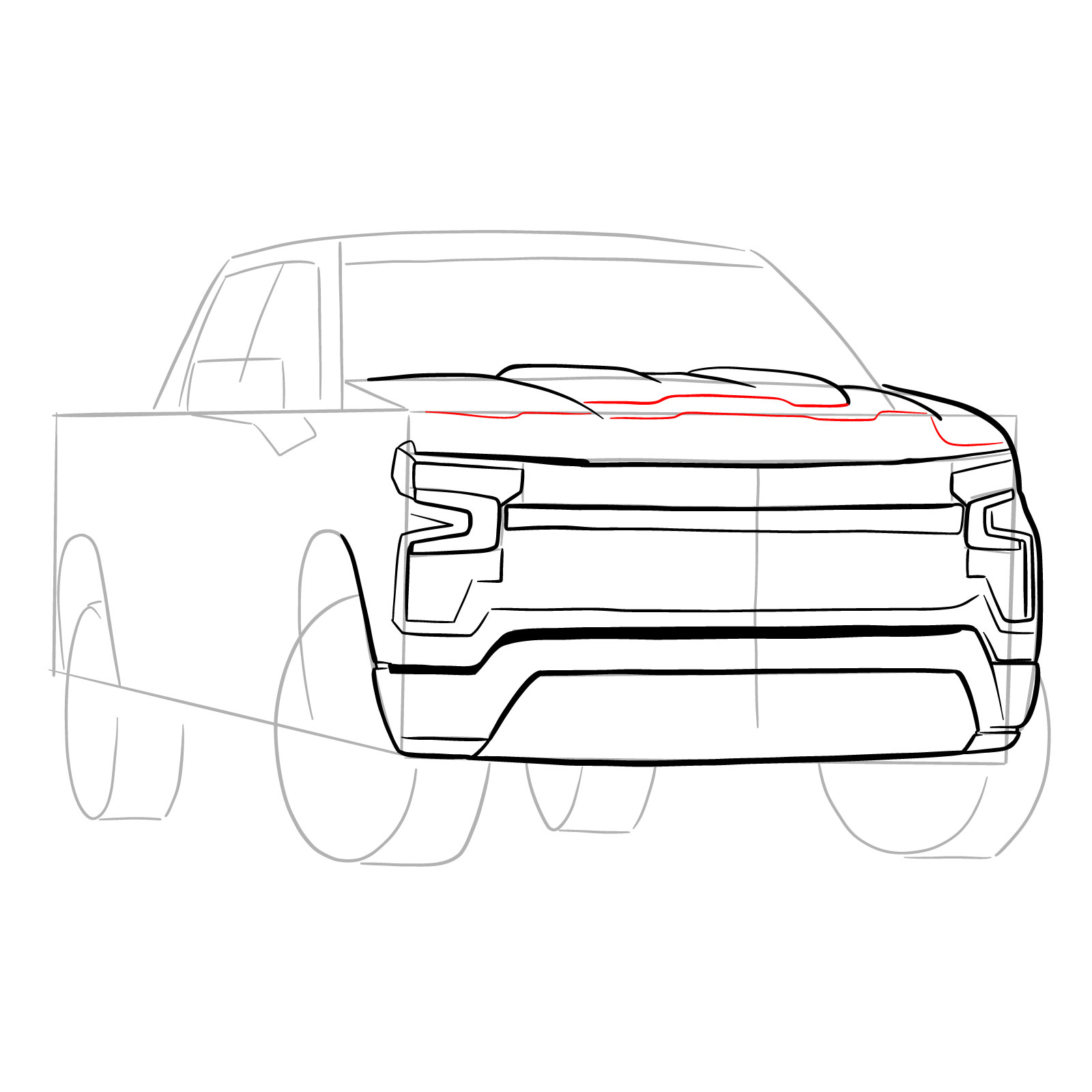 How to draw a 2022 Chevy Silverado - step 15