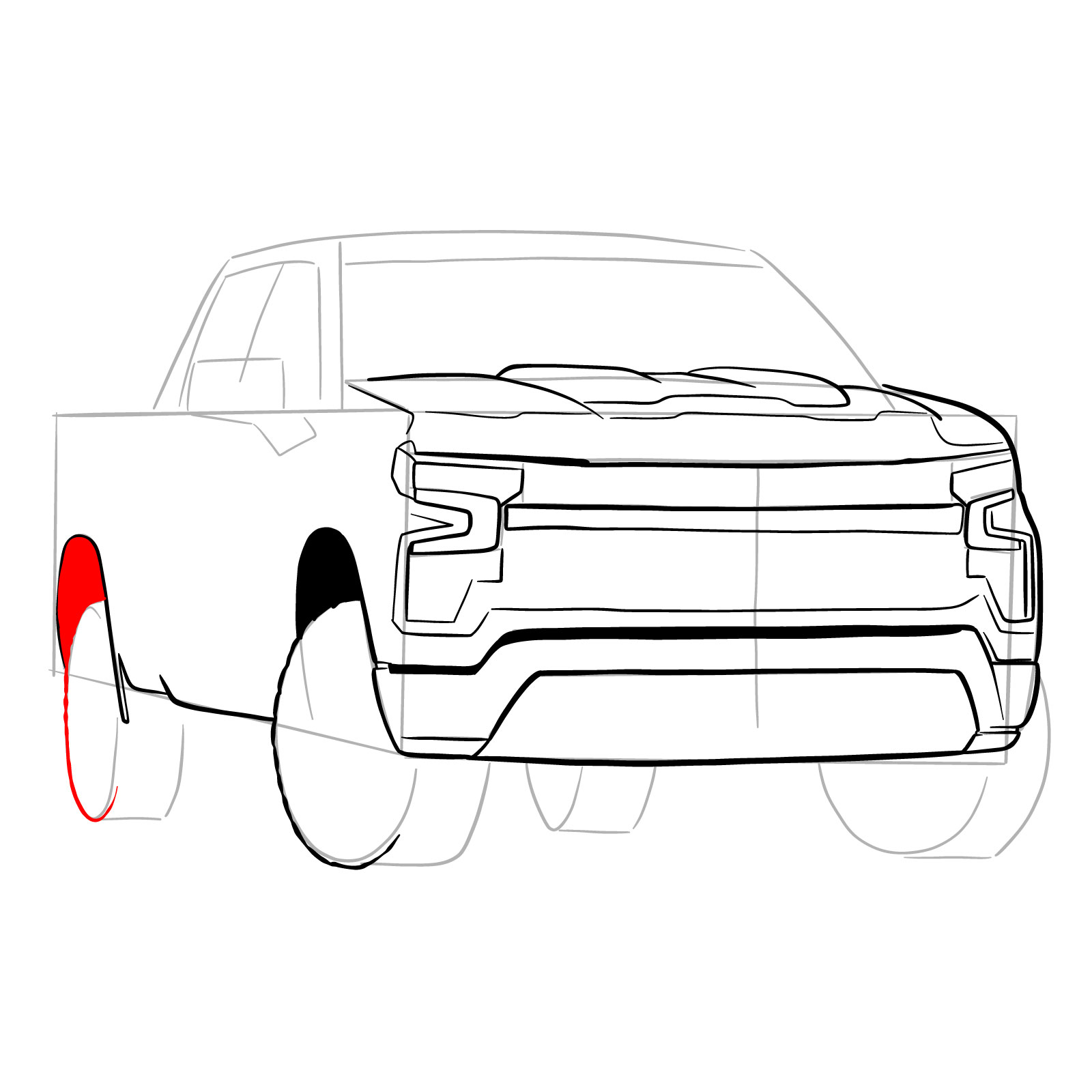 How to draw a 2022 Chevy Silverado - step 18