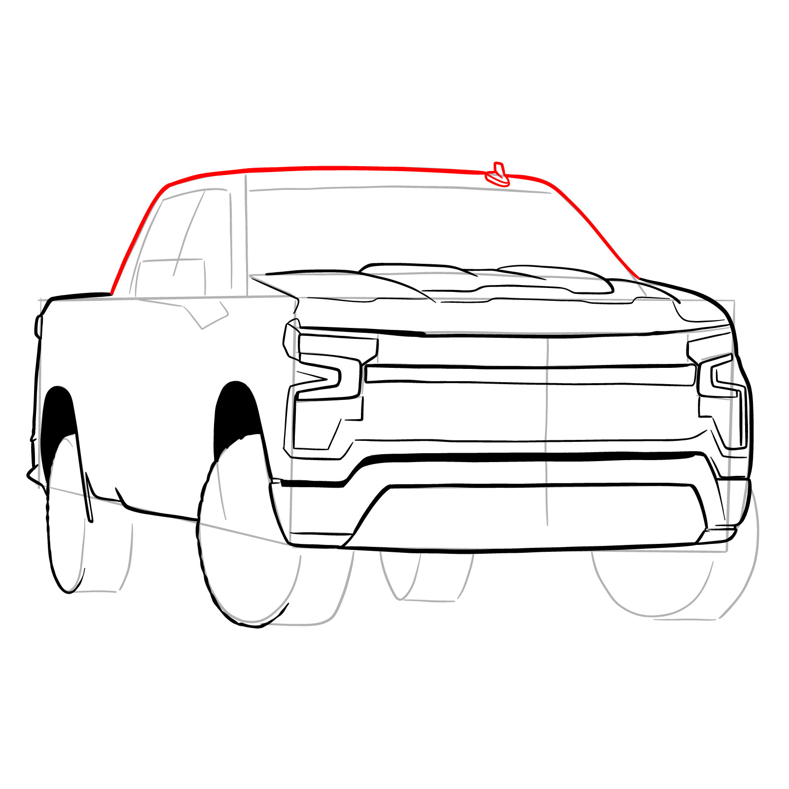 How to draw a 2022 Chevy Silverado - step 20