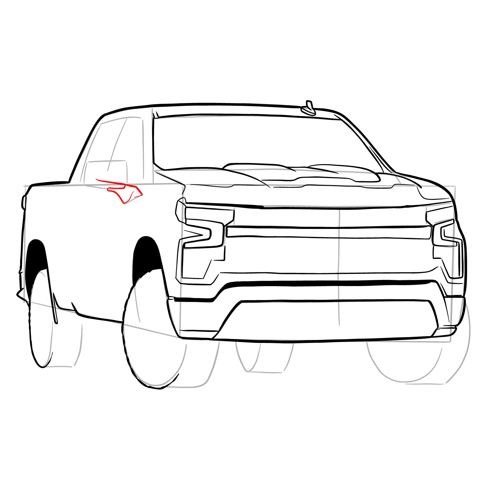 How to draw a 2022 Chevy Silverado - step 22