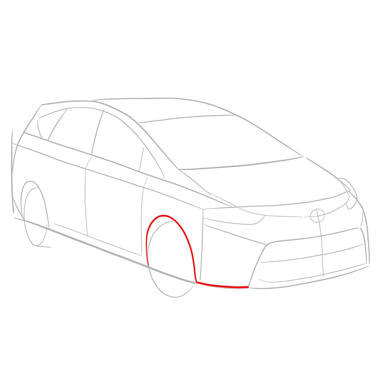 How to draw a 2021 Toyota Prius V - step 04