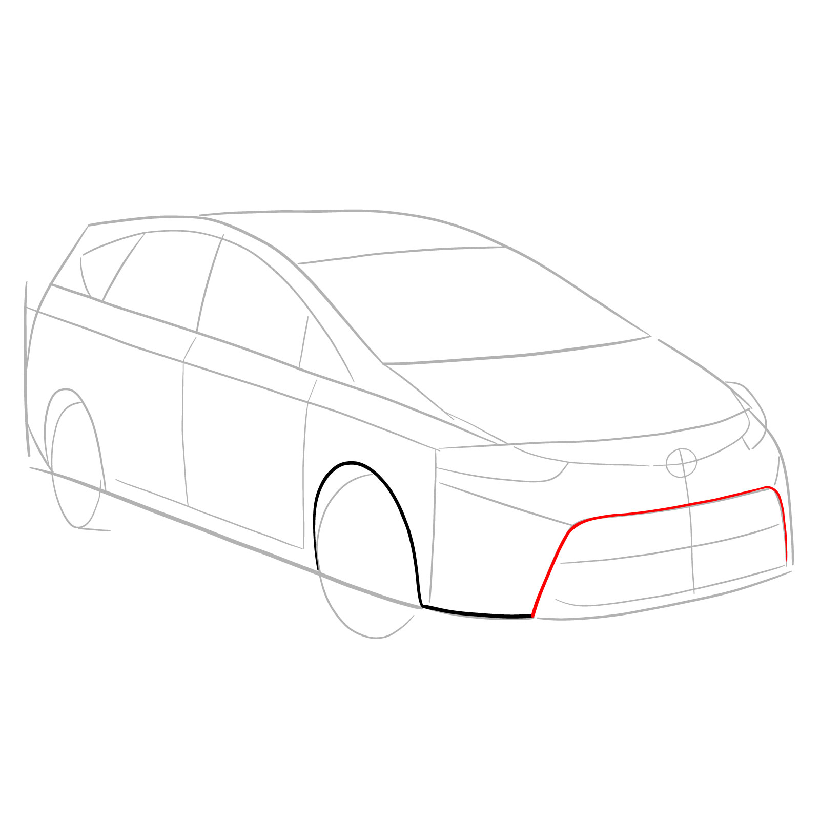 How to draw a 2021 Toyota Prius V - step 05