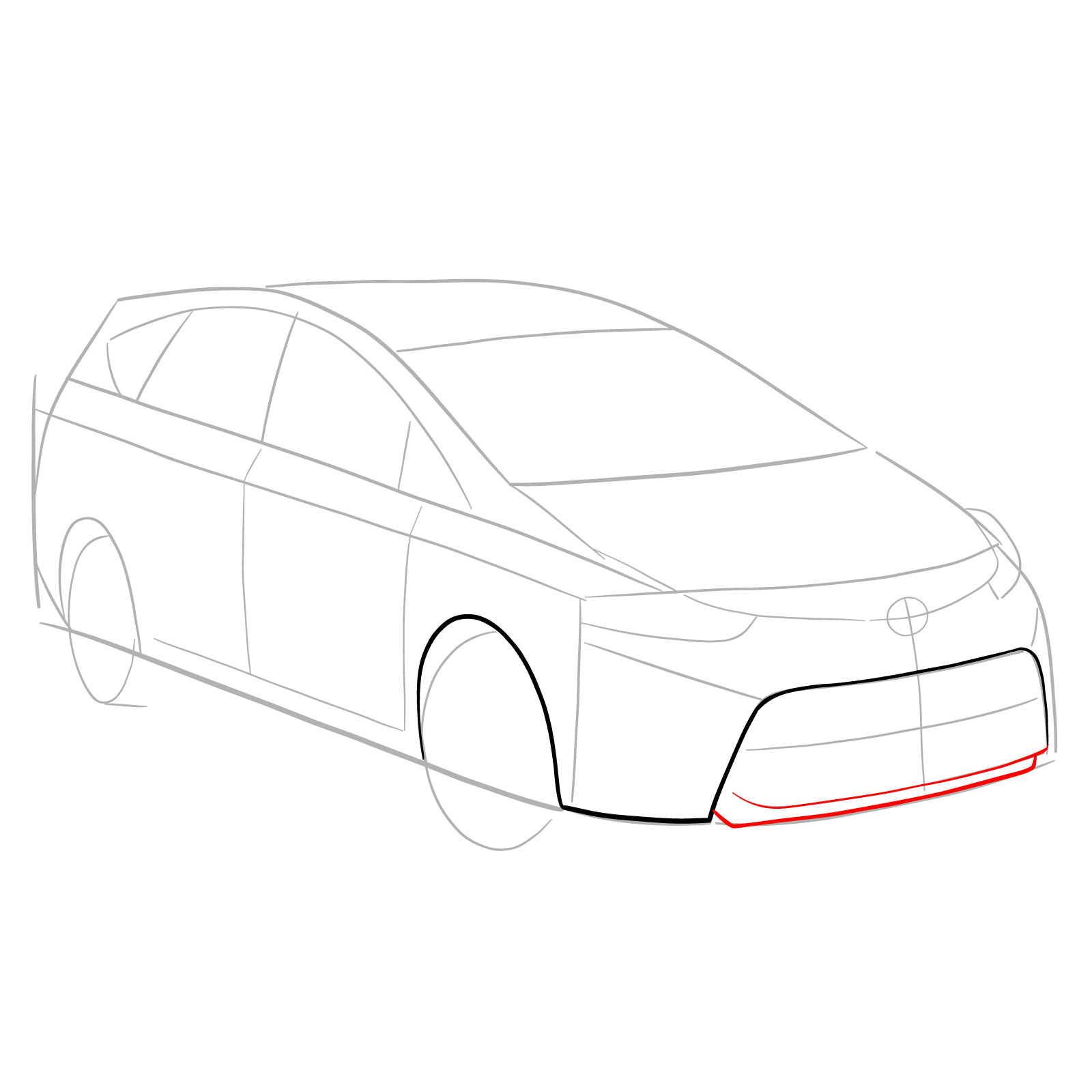 How to draw a 2021 Toyota Prius V - step 06