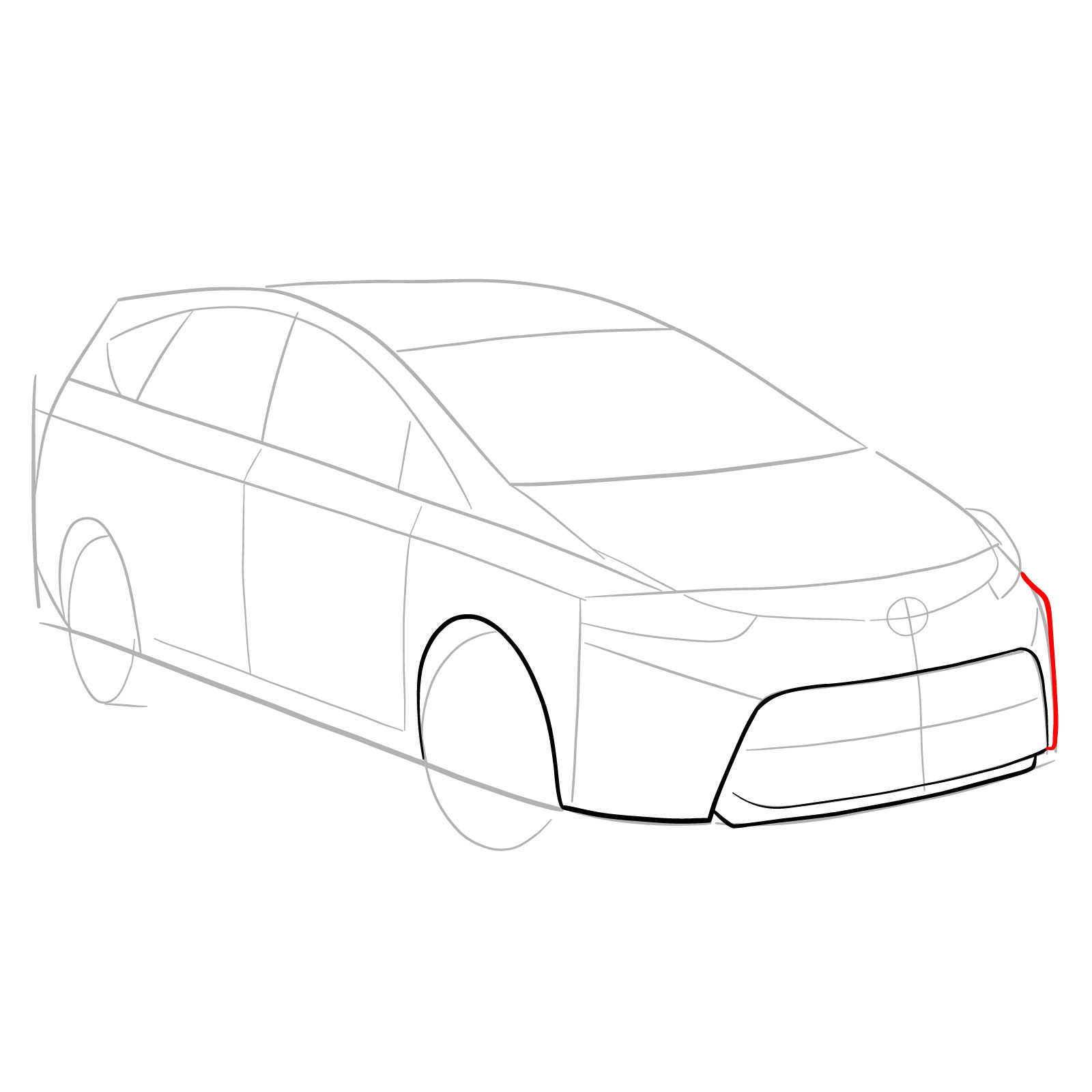 How to draw a 2021 Toyota Prius V - step 07