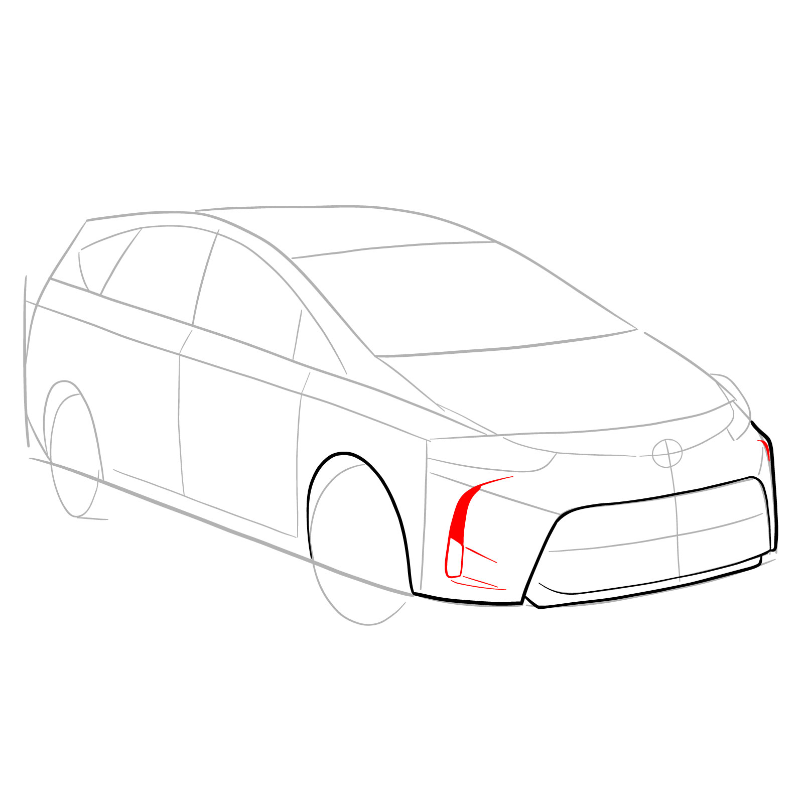How to draw a 2021 Toyota Prius V - step 08
