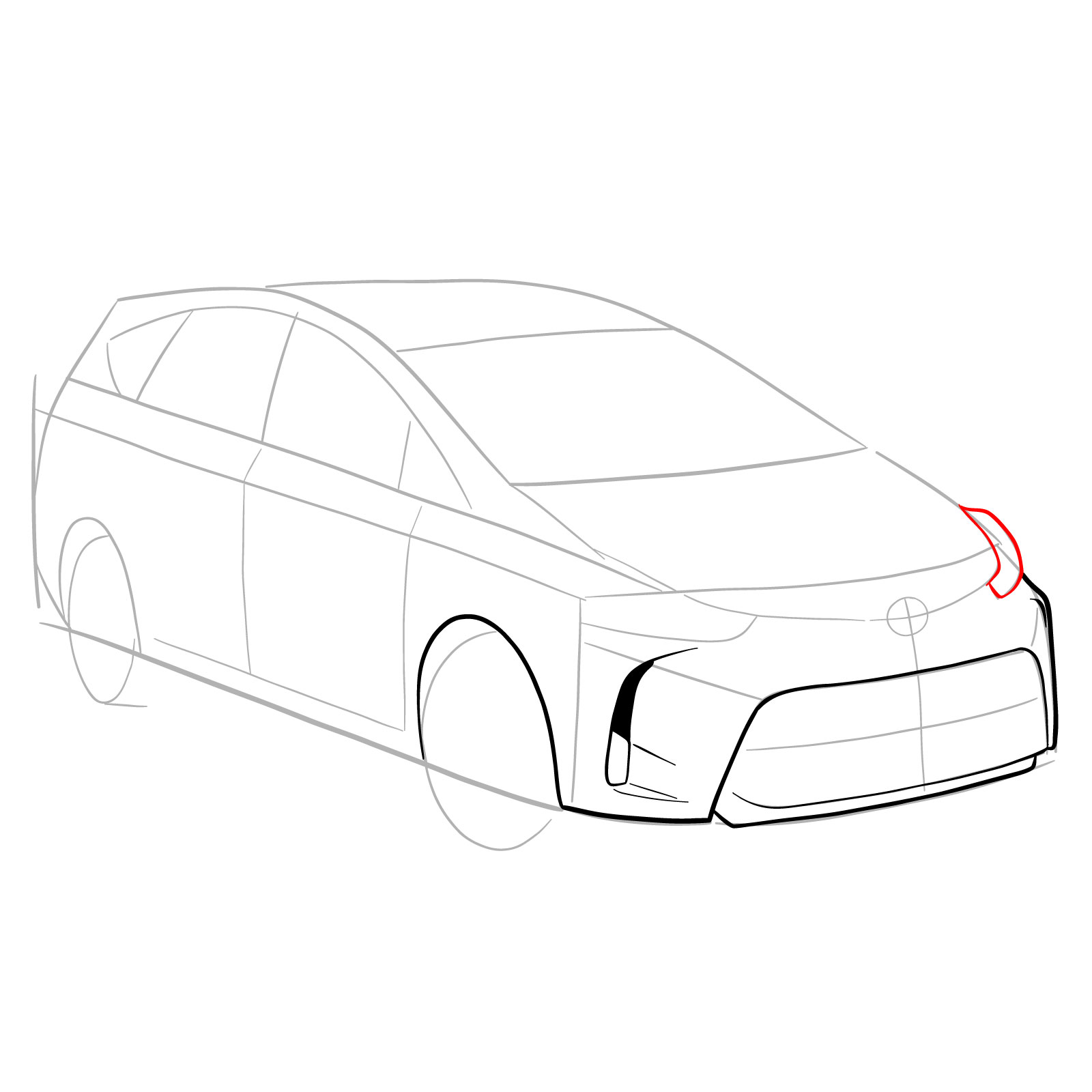 How to draw a 2021 Toyota Prius V - step 09