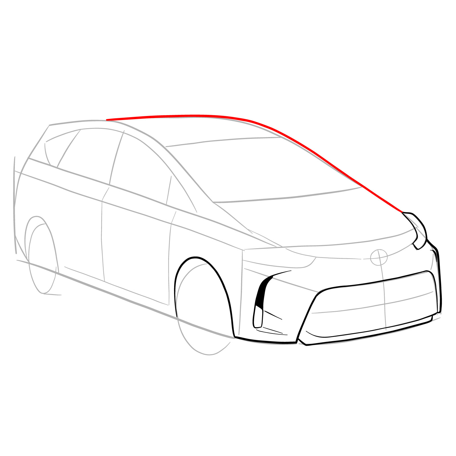 How to draw a 2021 Toyota Prius V - step 10