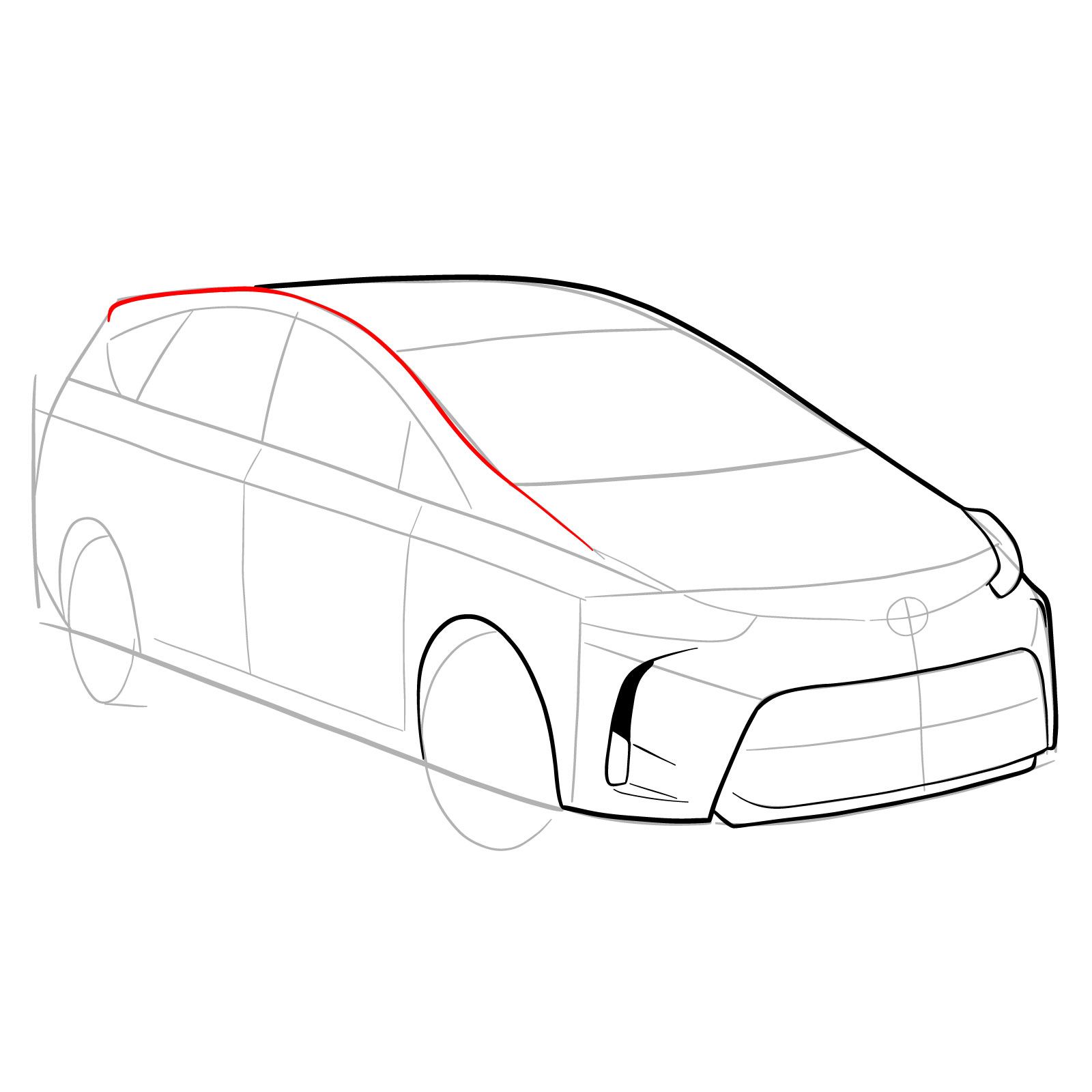 How to draw a 2021 Toyota Prius V - step 11