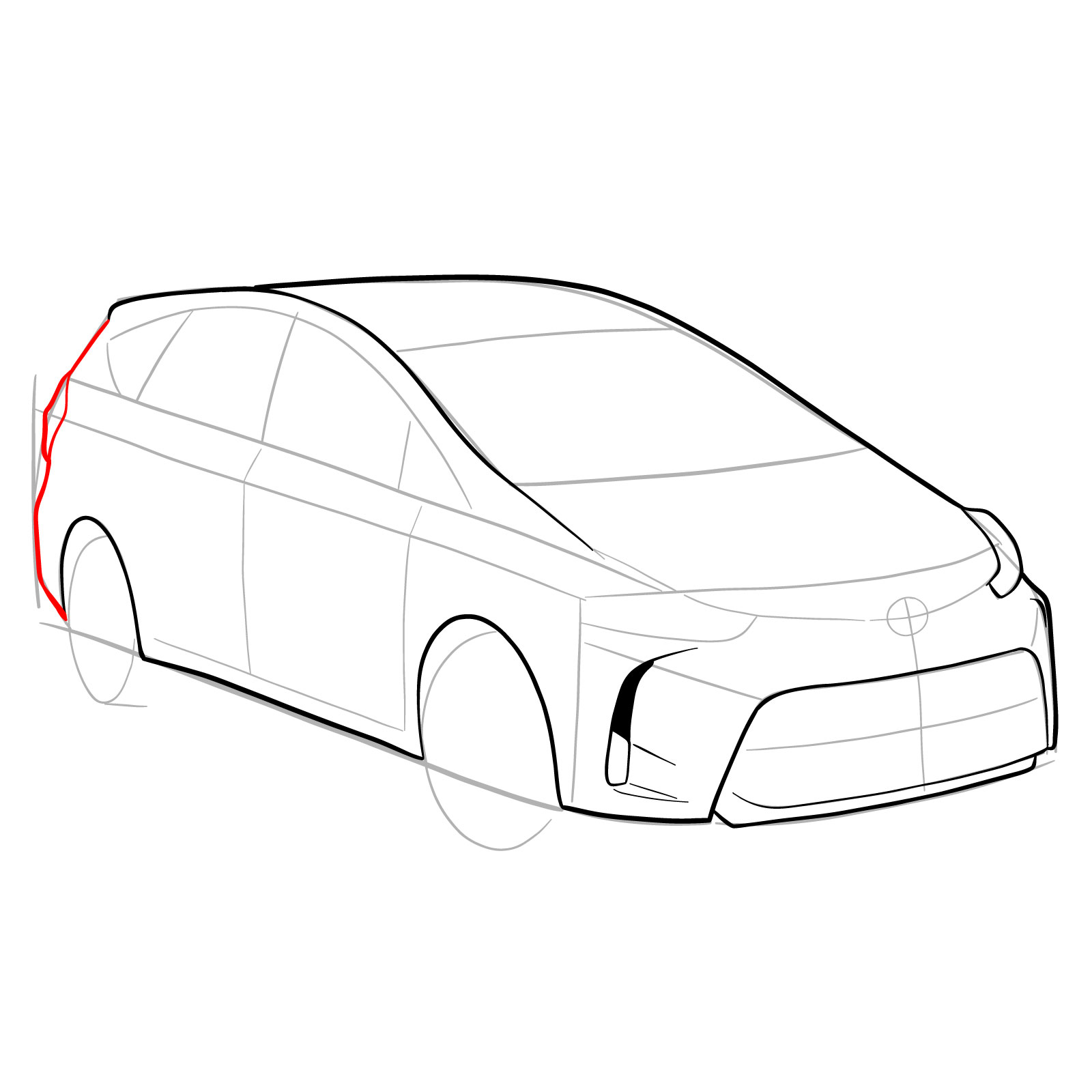How to draw a 2021 Toyota Prius V - step 13