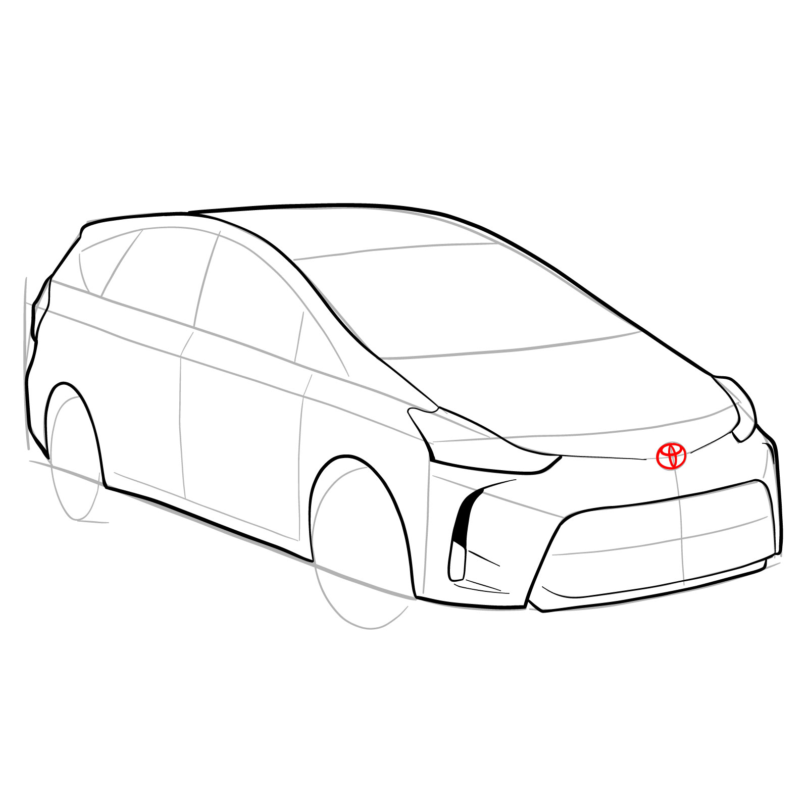 How to draw a 2021 Toyota Prius V - step 16