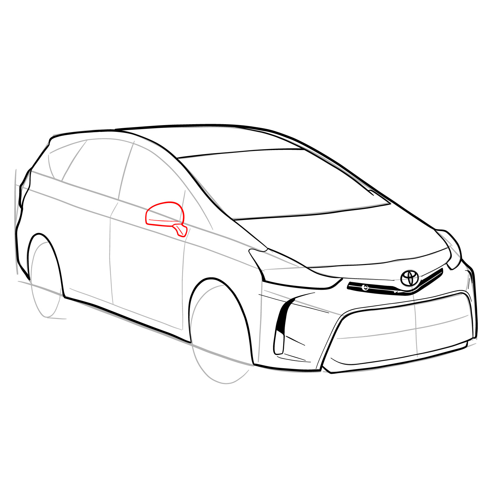 How to draw a 2021 Toyota Prius V - step 20