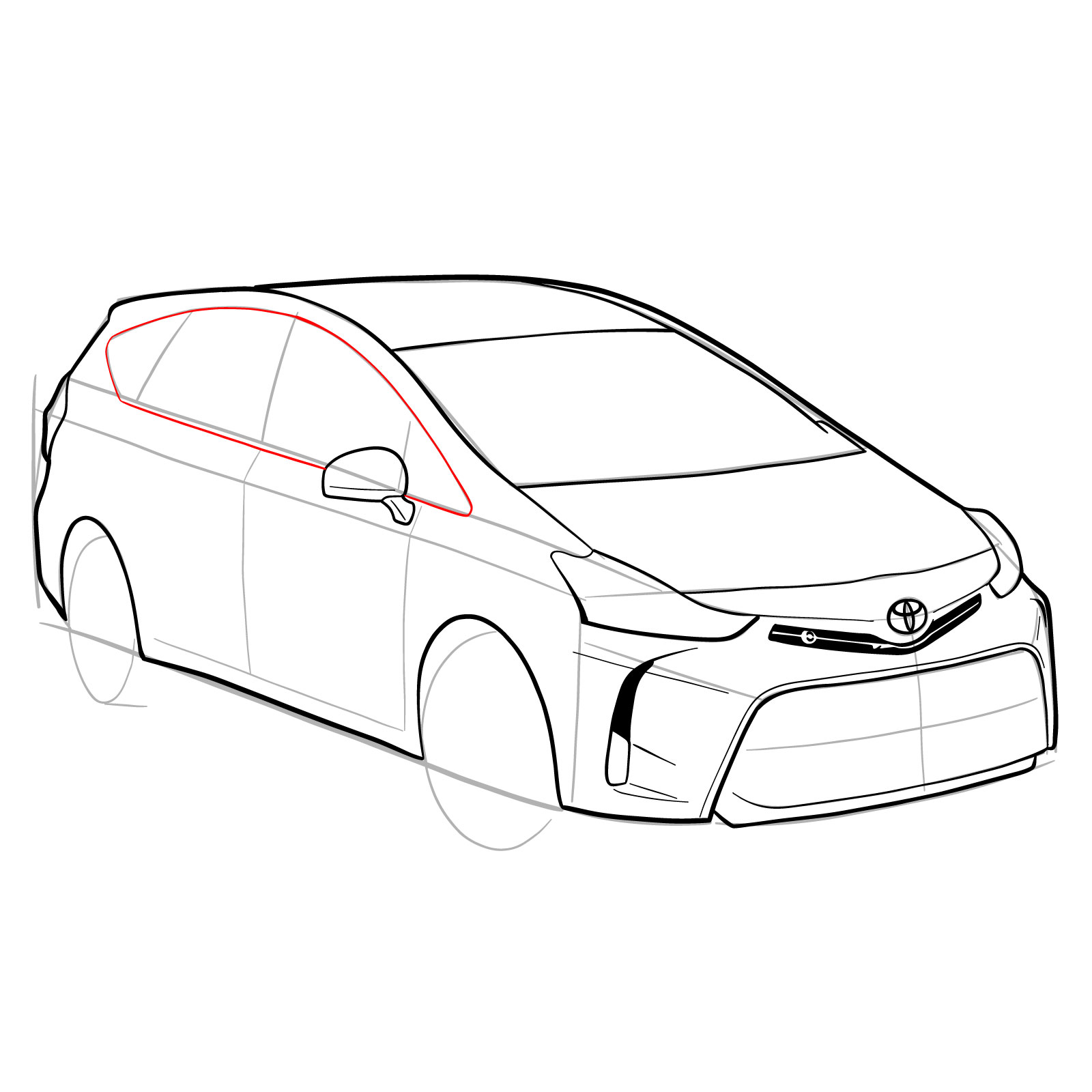 How to draw a 2021 Toyota Prius V - step 21