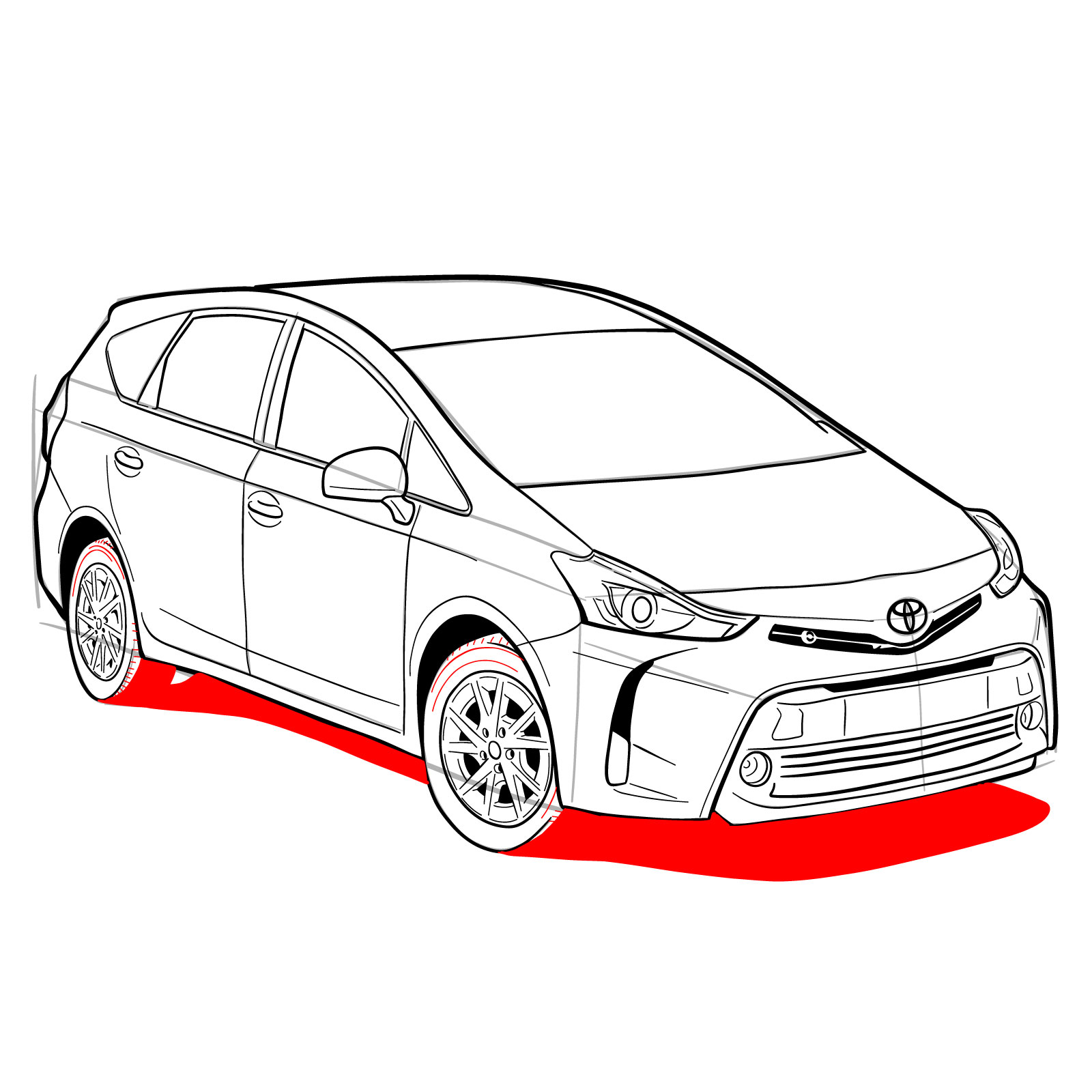 How to draw a 2021 Toyota Prius V - step 37