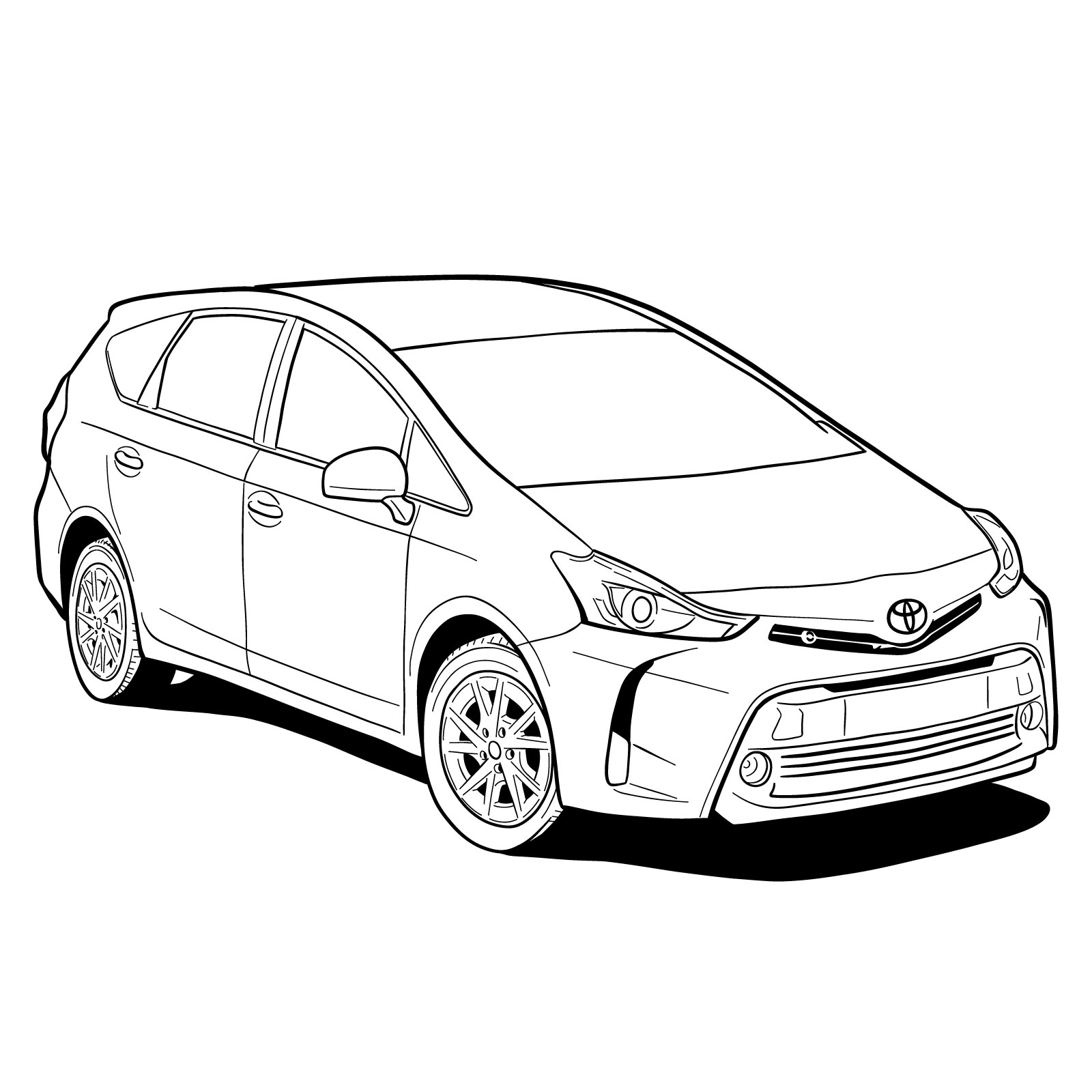 How To Draw A 2021 Toyota Prius V Sketchok Easy Drawing Guides 