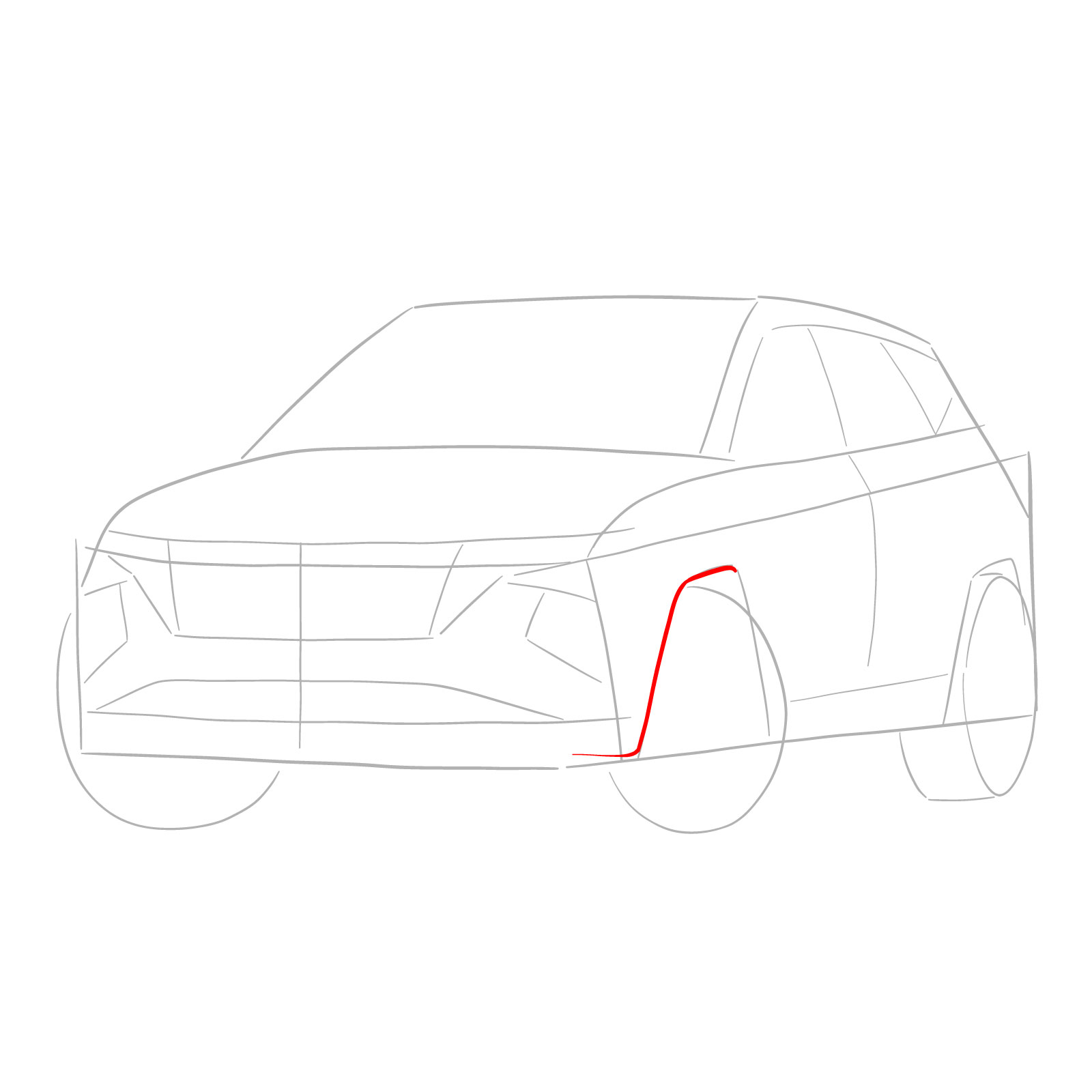 How to draw a 2021 Hyundai Tucson - step 04