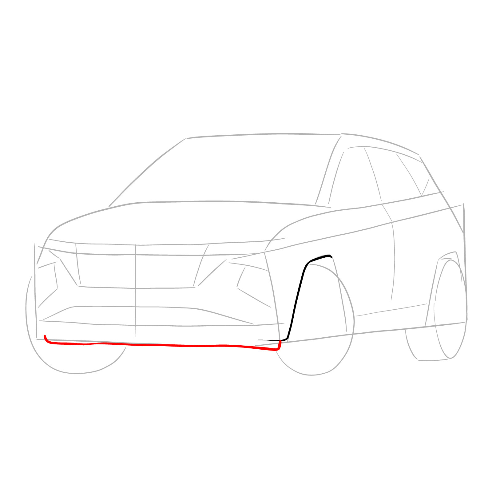 How to draw a 2021 Hyundai Tucson - step 05