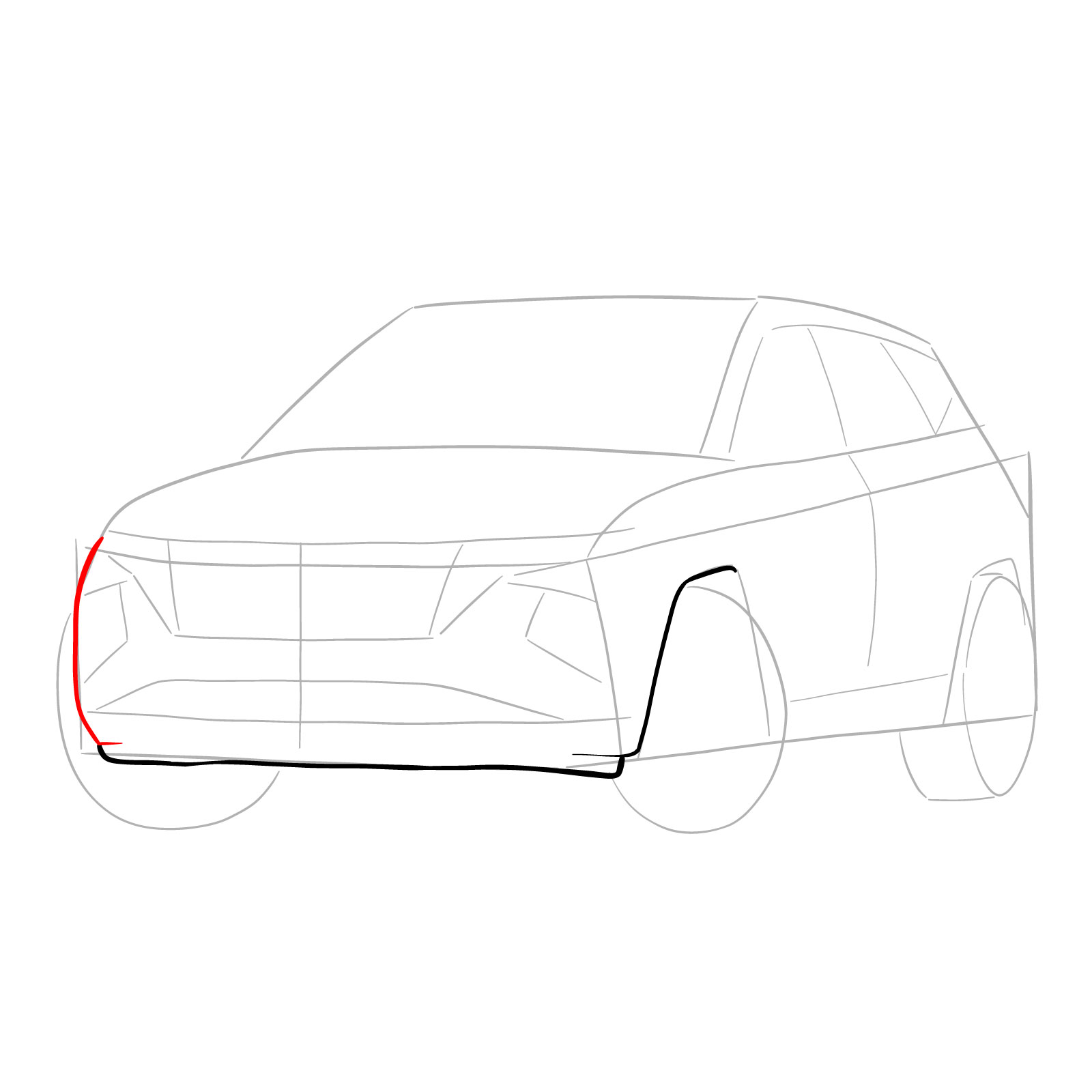 How to draw a 2021 Hyundai Tucson - step 06