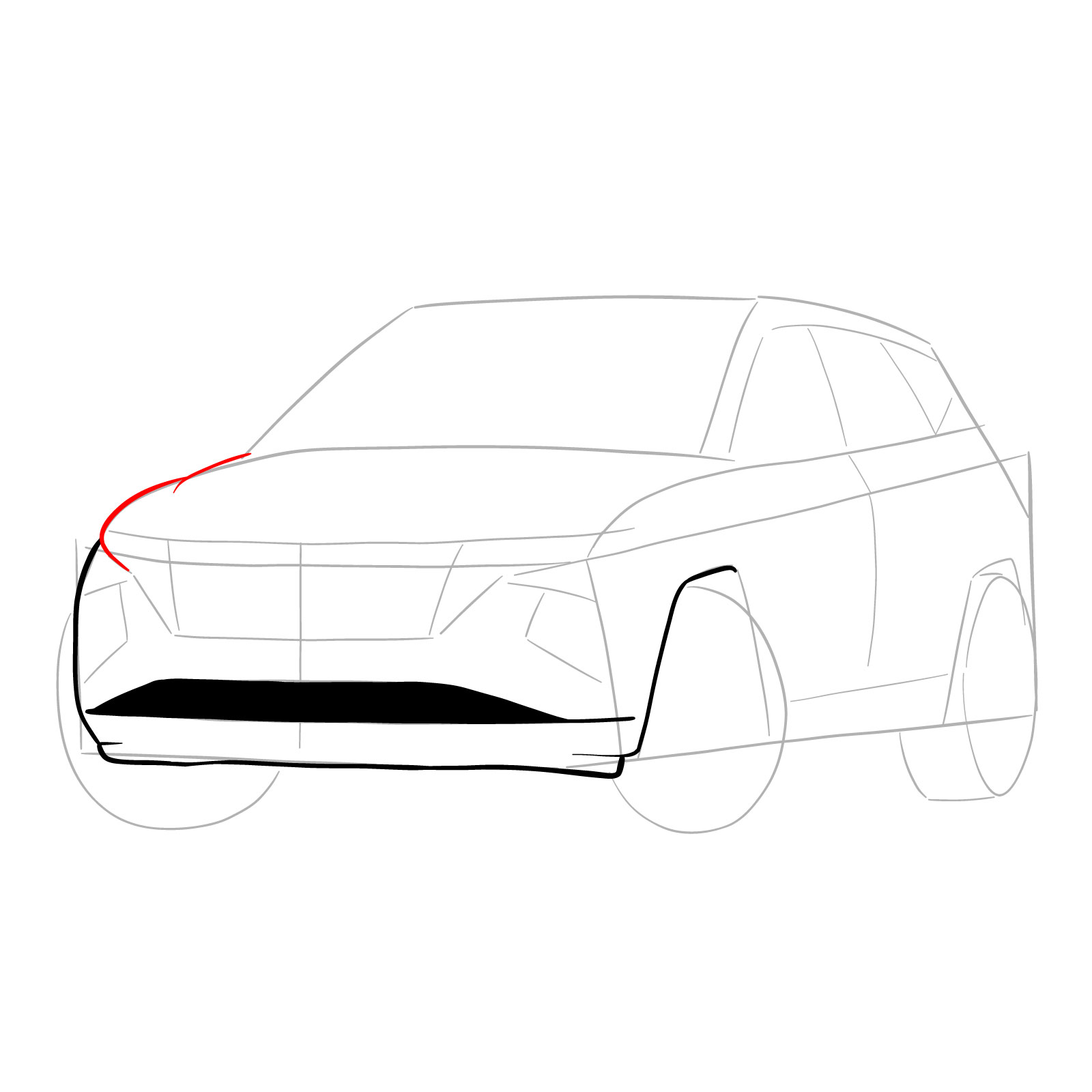 How to draw a 2021 Hyundai Tucson - step 08