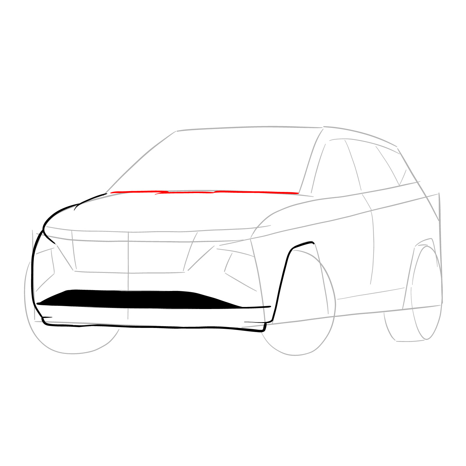 How to draw a 2021 Hyundai Tucson - step 09