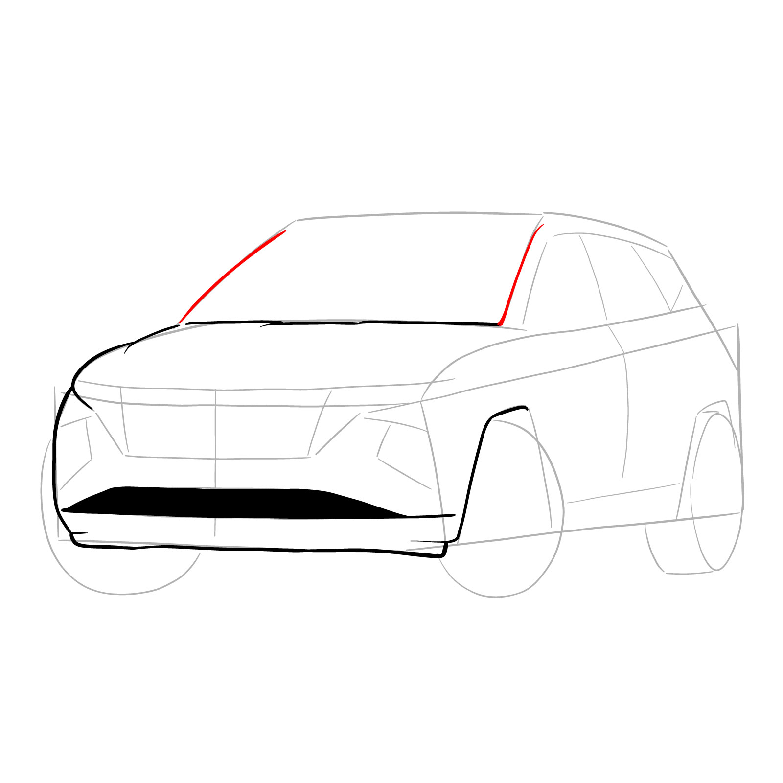 How to draw a 2021 Hyundai Tucson - step 10