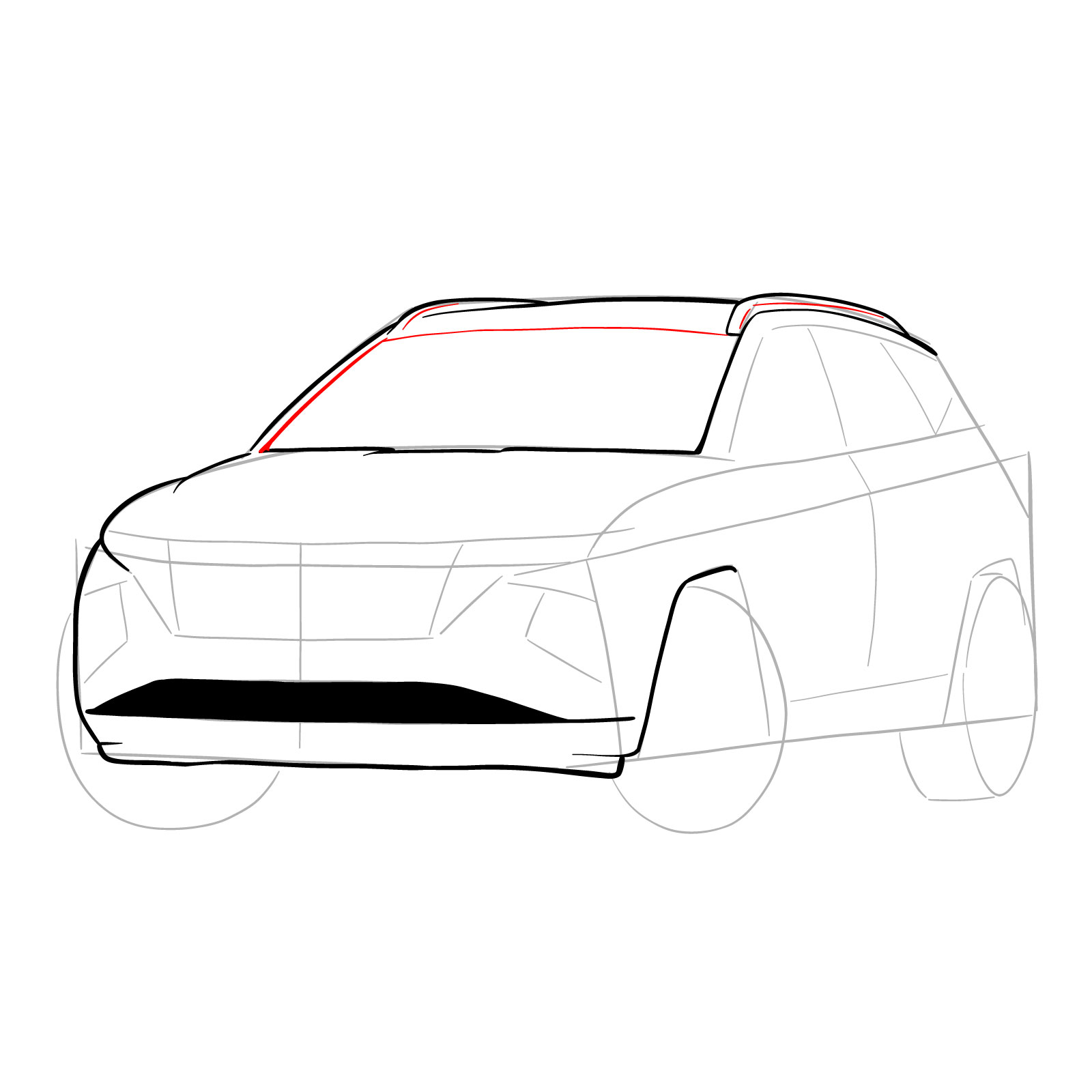 How to draw a 2021 Hyundai Tucson - step 12