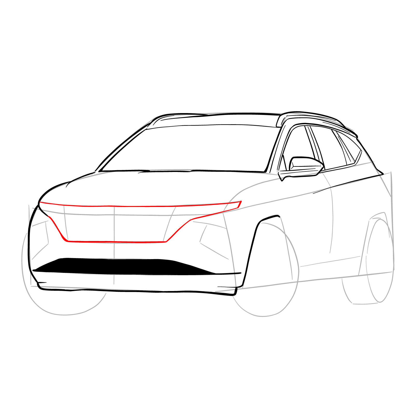 How to draw a 2021 Hyundai Tucson - step 17