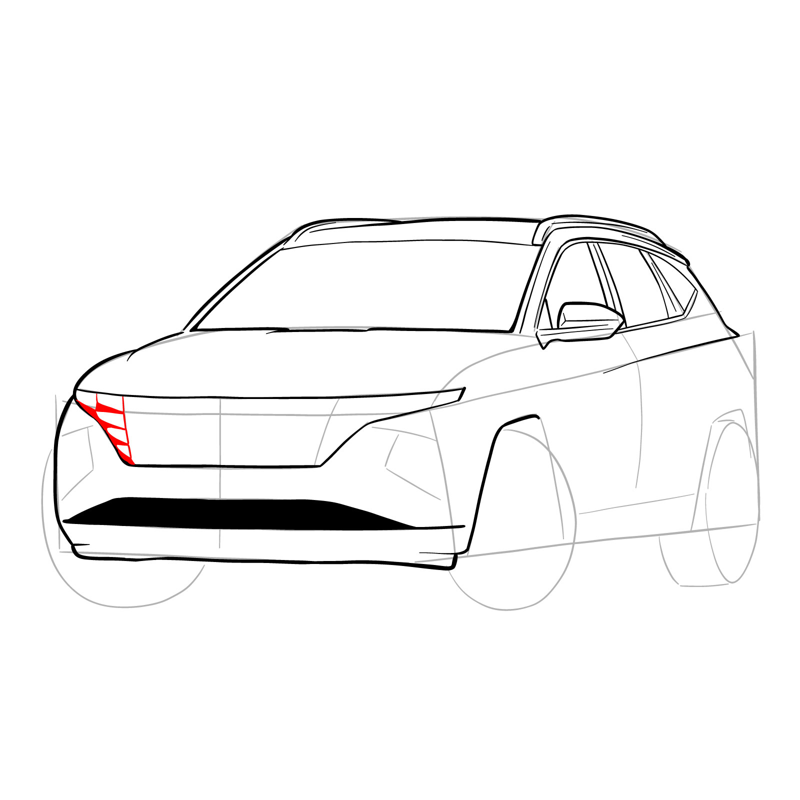 How to draw a 2021 Hyundai Tucson - step 18