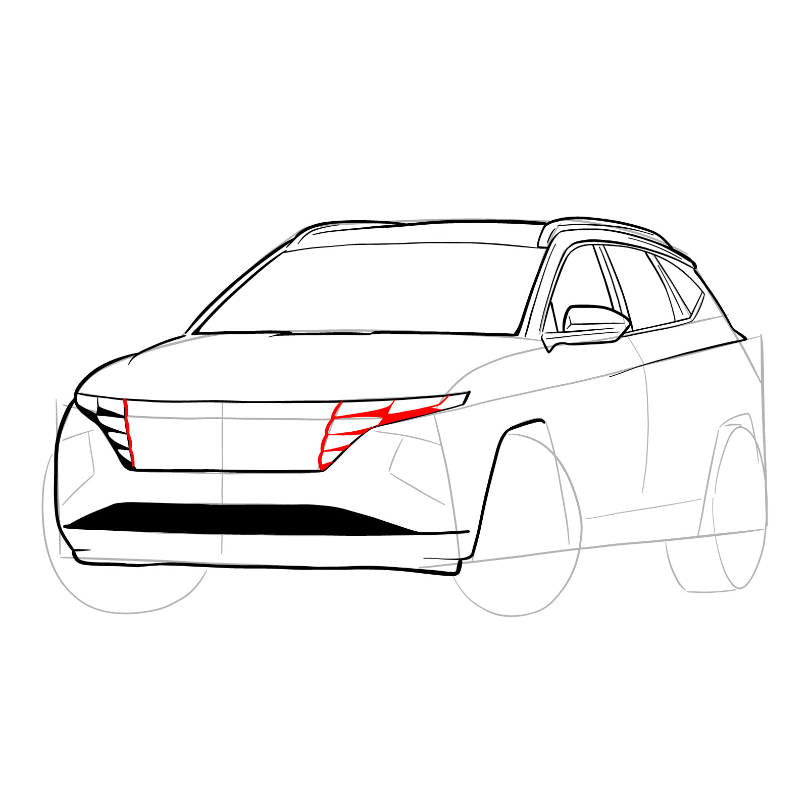 How to draw a 2021 Hyundai Tucson - step 19