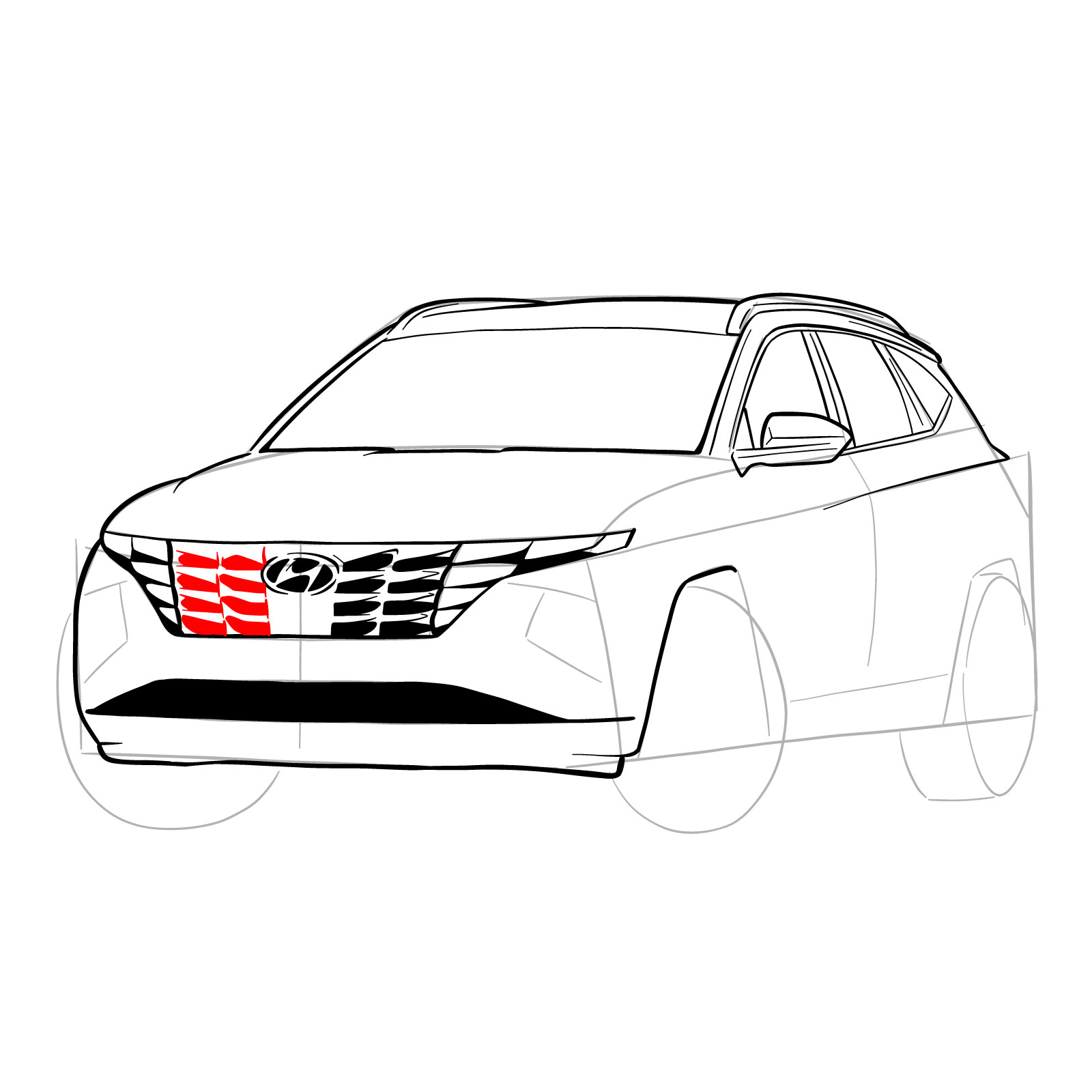 How to draw a 2021 Hyundai Tucson - step 23