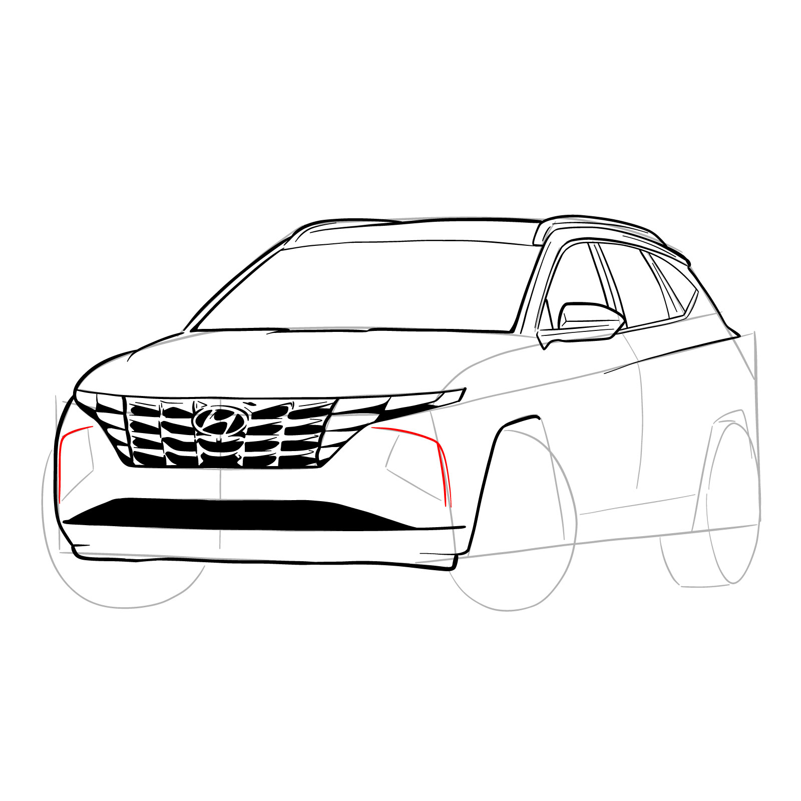 How to draw a 2021 Hyundai Tucson - step 25