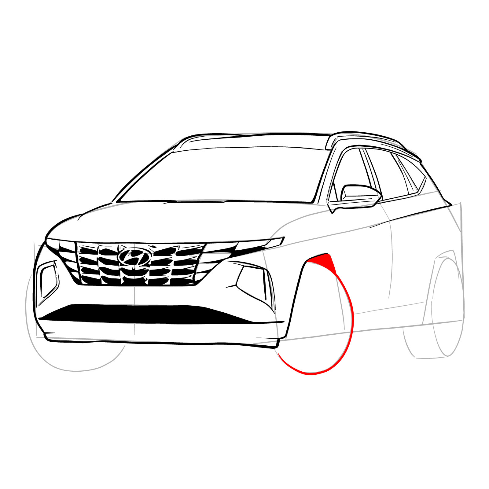 How to draw a 2021 Hyundai Tucson - step 27