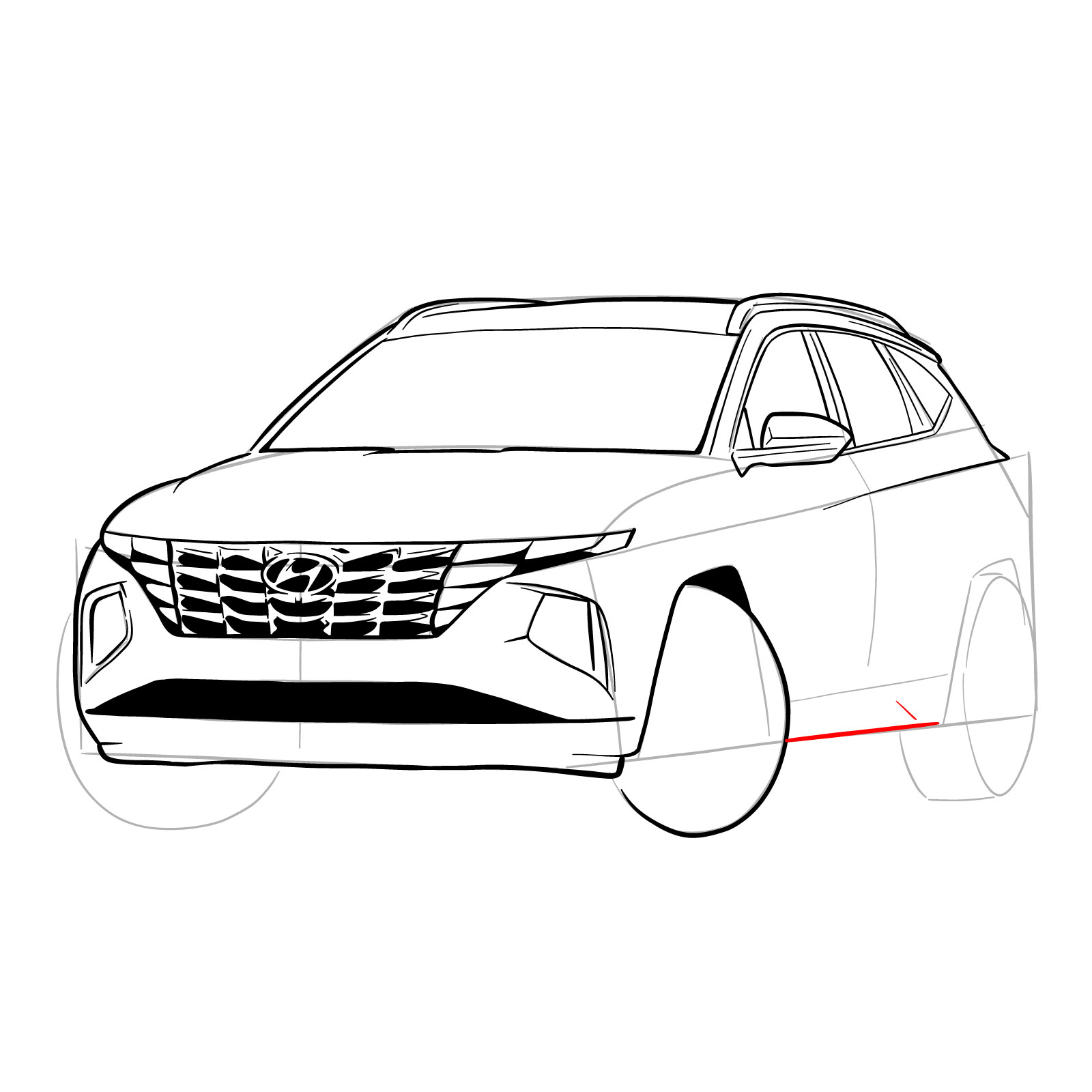 How to draw a 2021 Hyundai Tucson - step 28