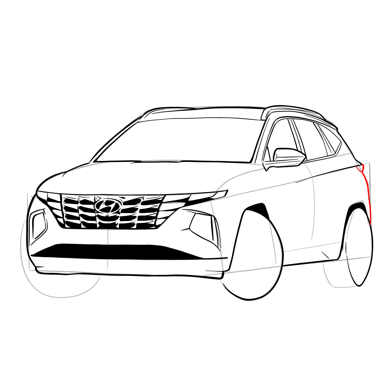 How to draw a 2021 Hyundai Tucson - step 30