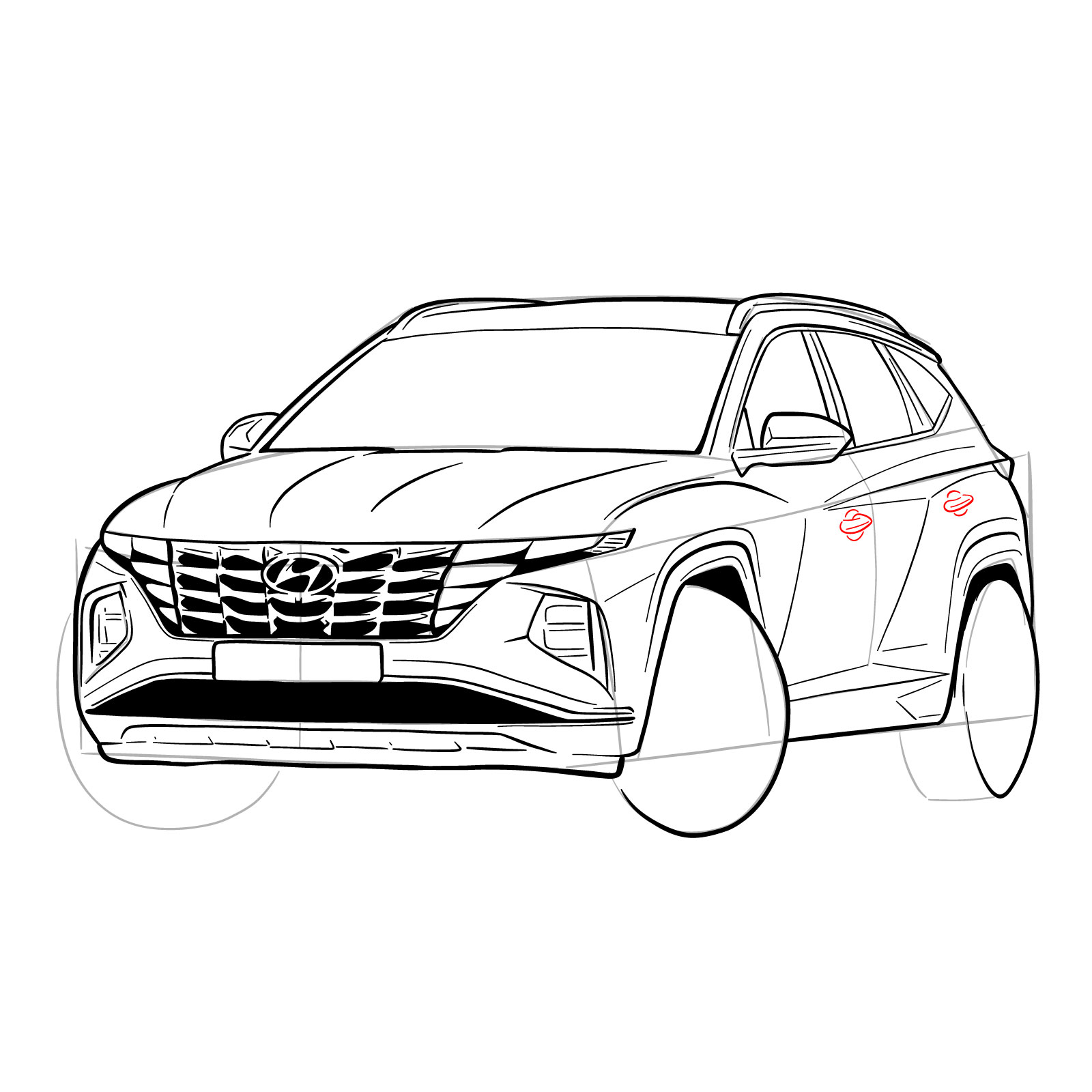 How to draw a 2021 Hyundai Tucson - step 36