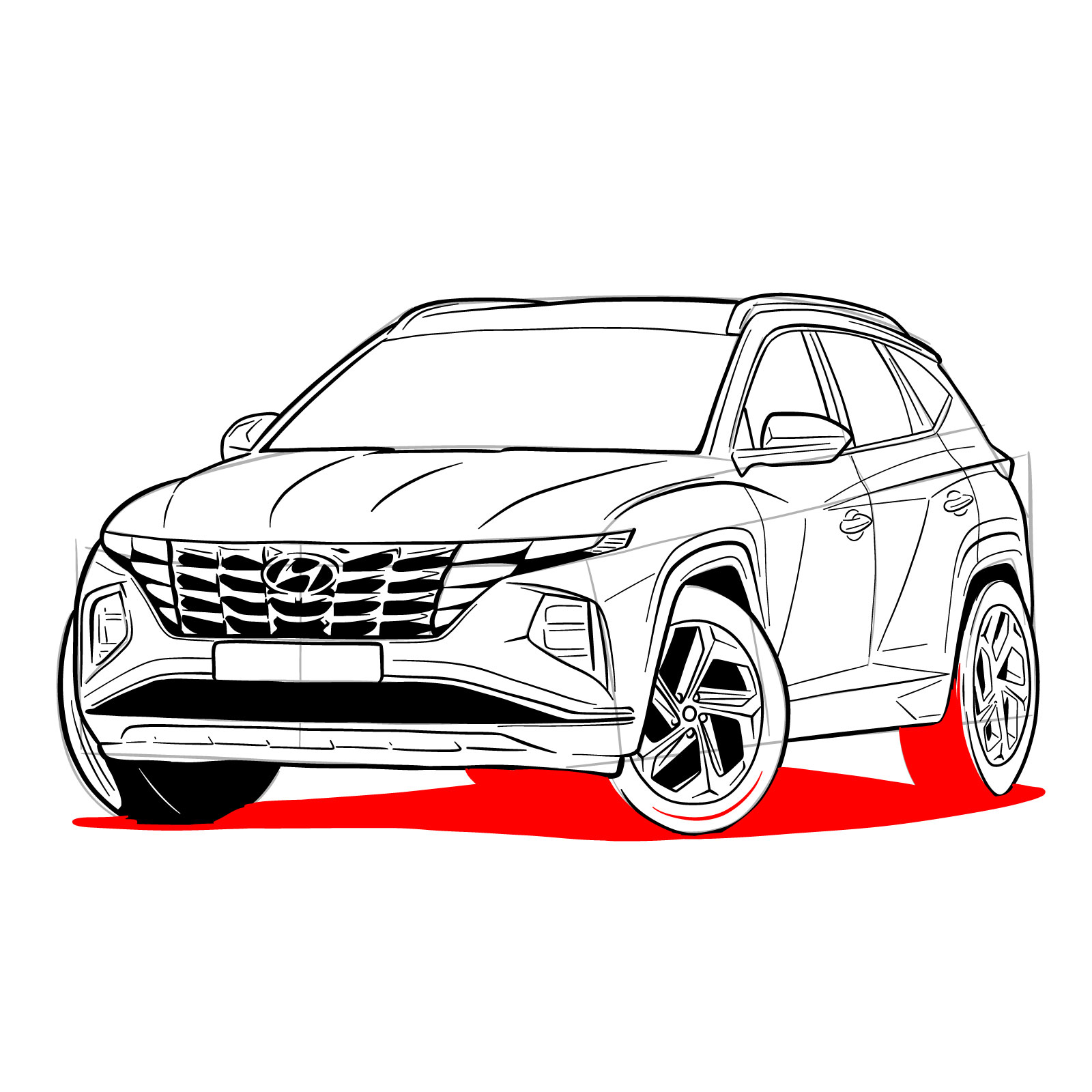 How to draw a 2021 Hyundai Tucson - step 43