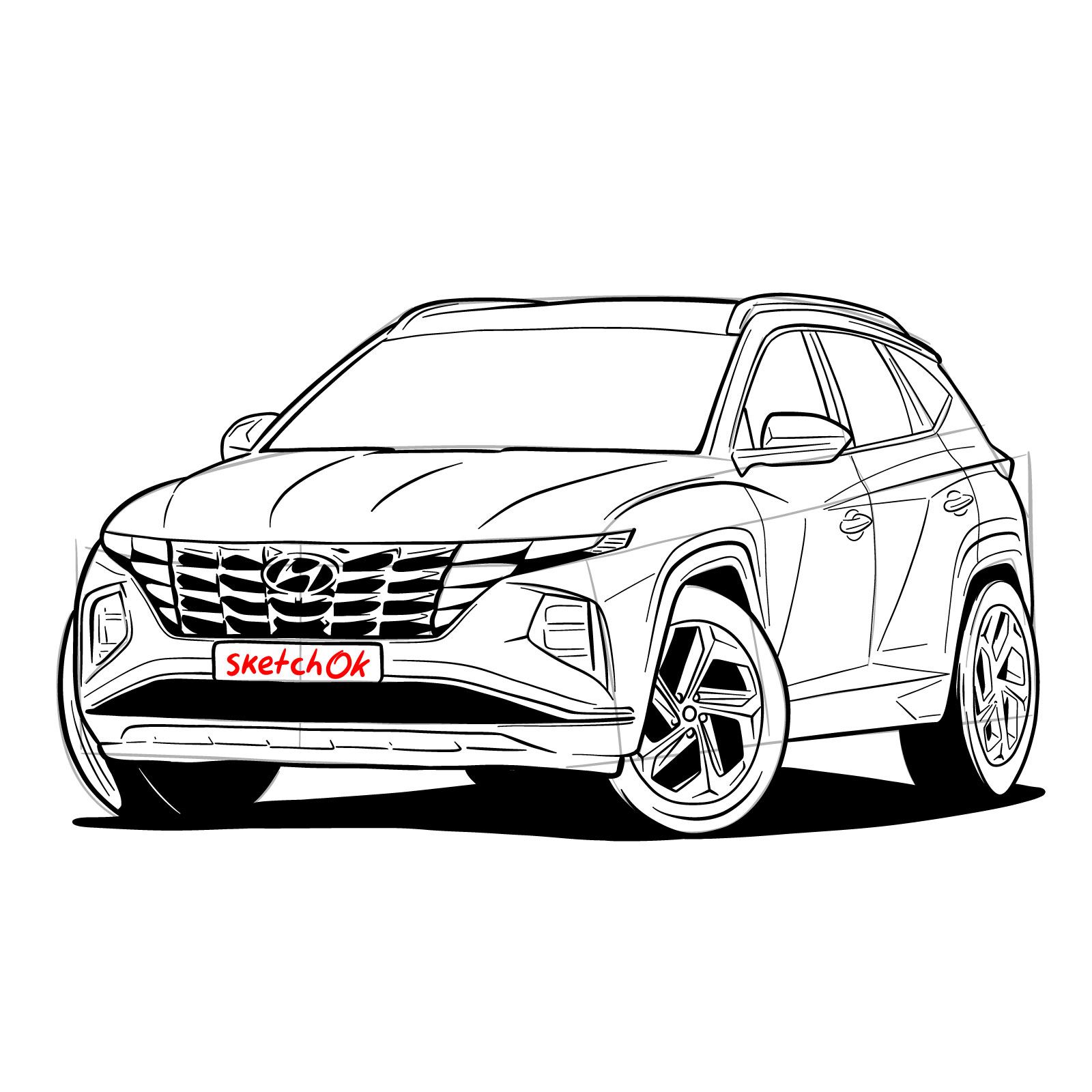 How to draw a 2021 Hyundai Tucson - step 44