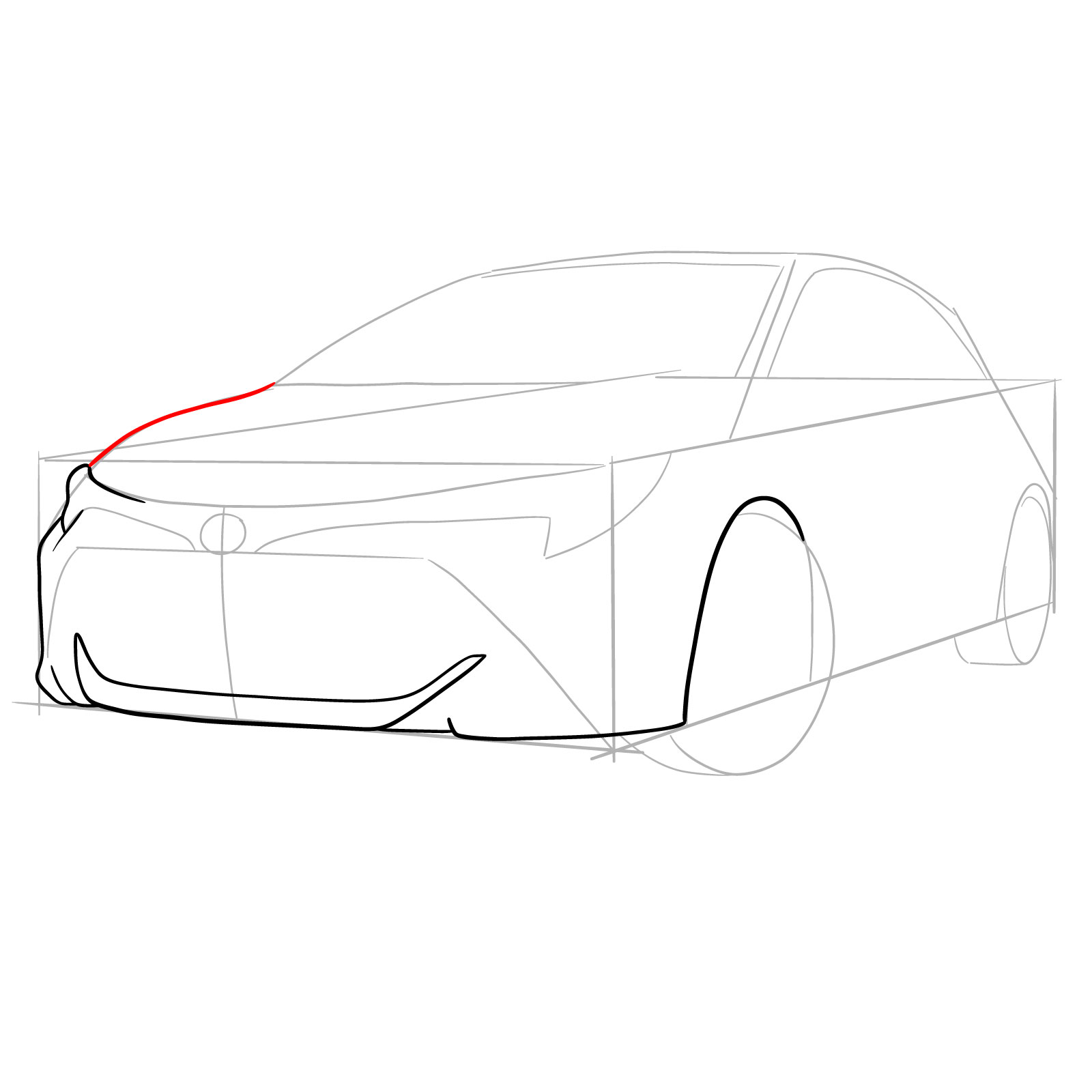 How to draw a 2021 Toyota Corolla - step 09