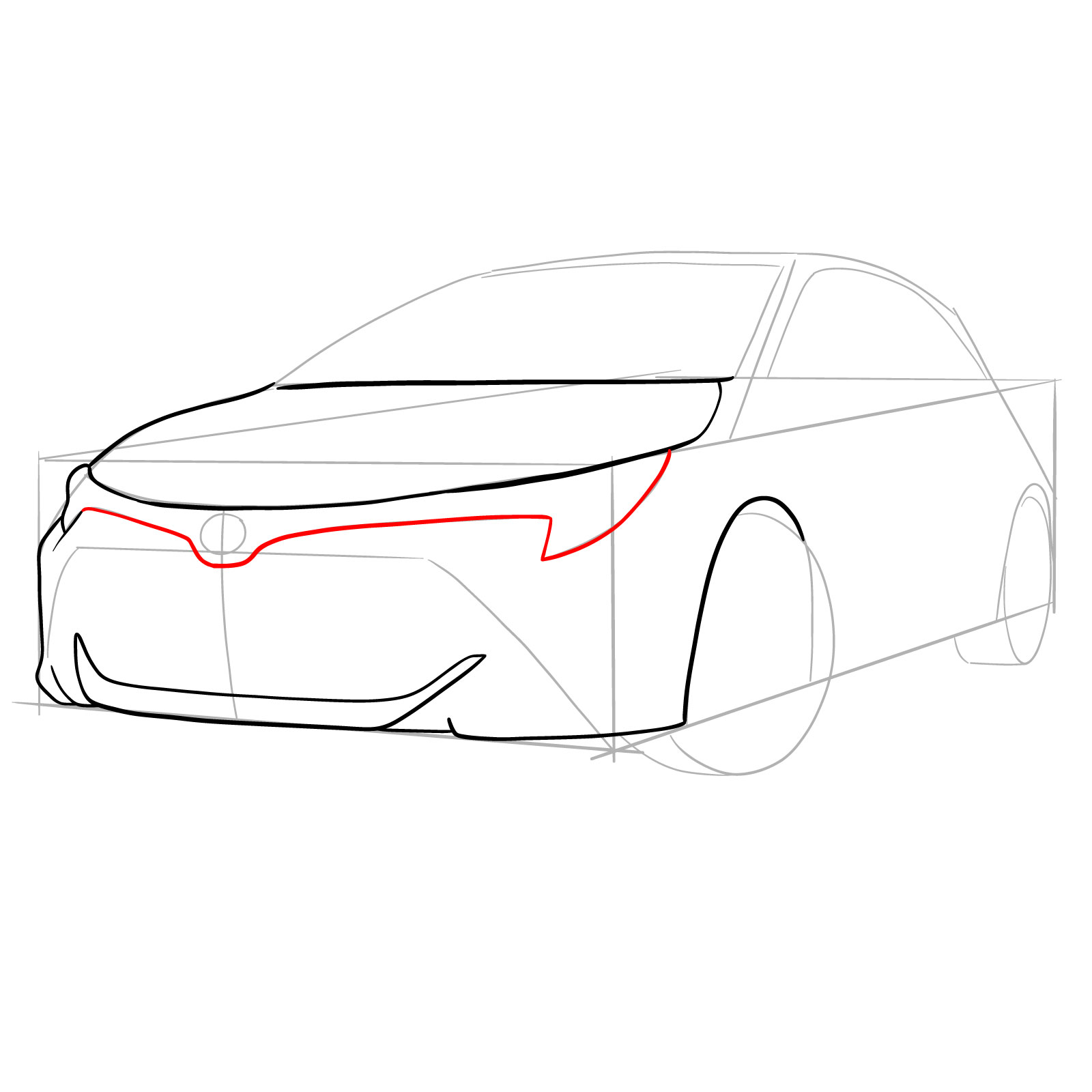 How to draw a 2021 Toyota Corolla - step 12