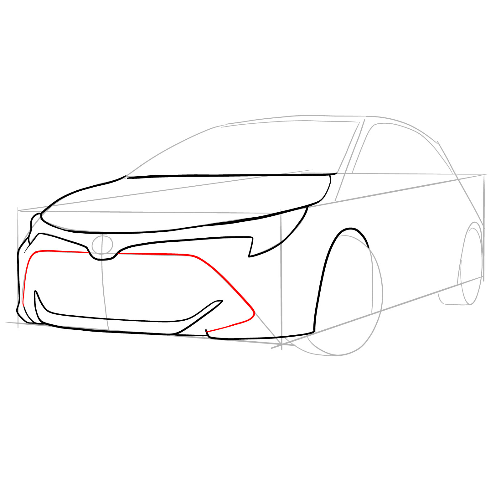 How to draw a 2021 Toyota Corolla - step 13