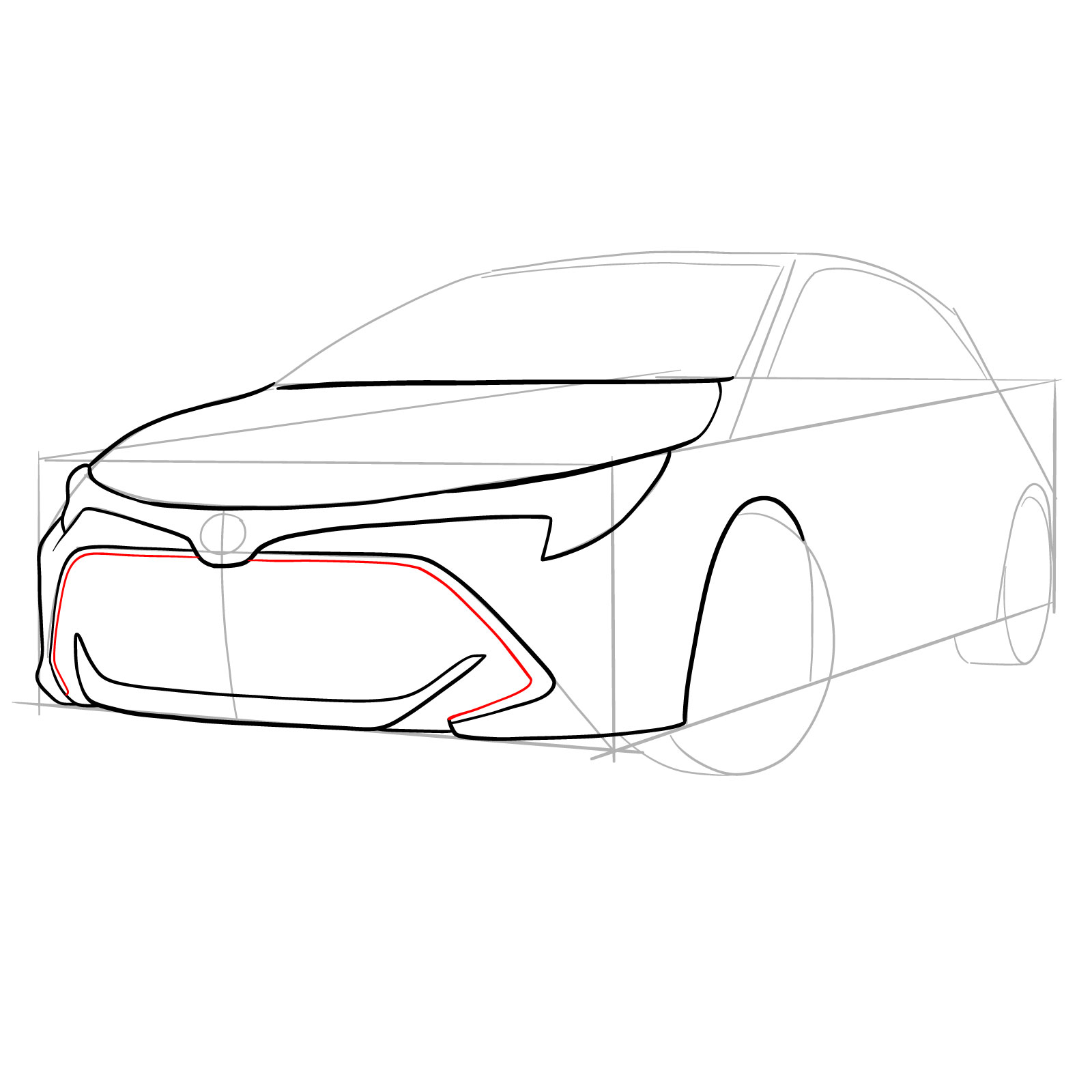 How to draw a 2021 Toyota Corolla - step 14