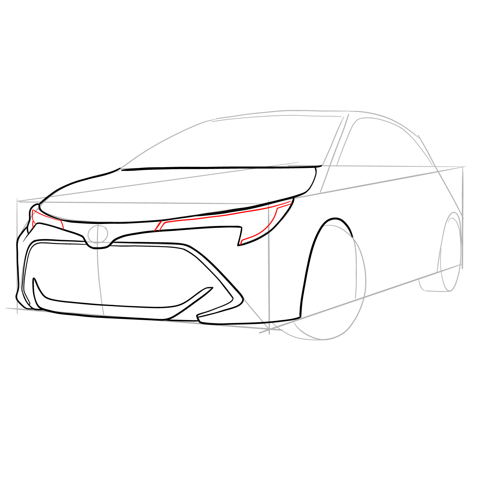 How to draw a 2021 Toyota Corolla - step 15