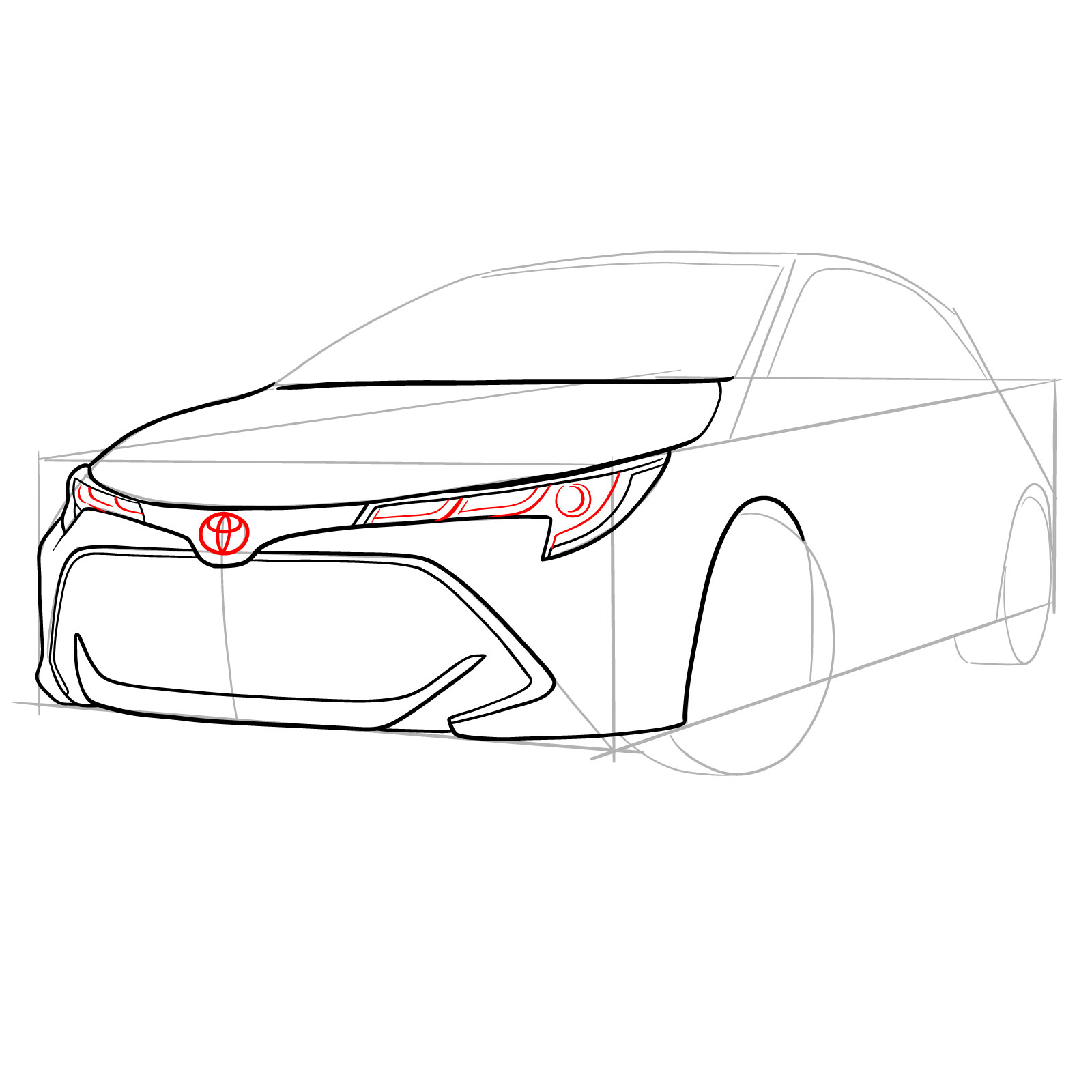 How to draw a 2021 Toyota Corolla - step 16