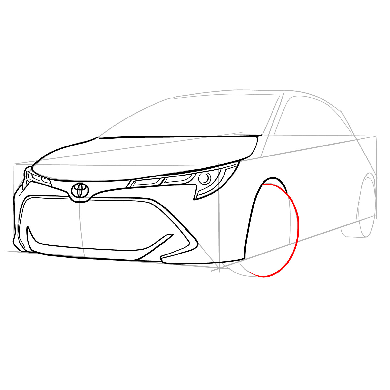 How to draw a 2021 Toyota Corolla - step 17