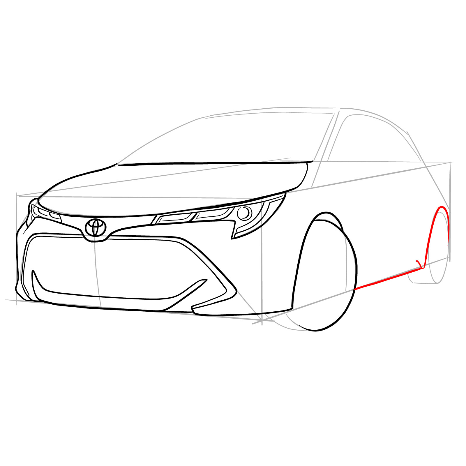How to draw a 2021 Toyota Corolla - step 18